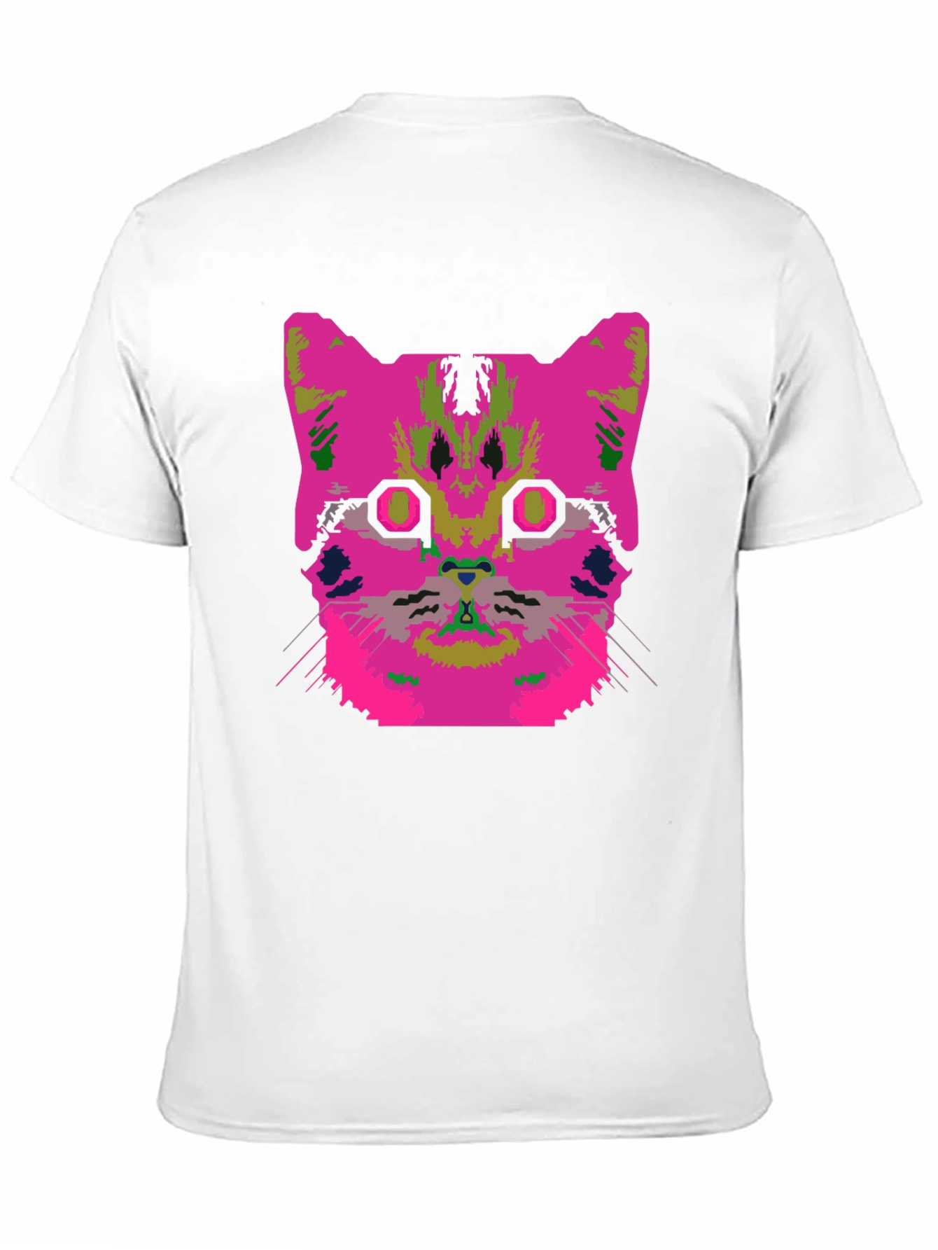 Vaporwave Cat Graphic T-Shirt - Black