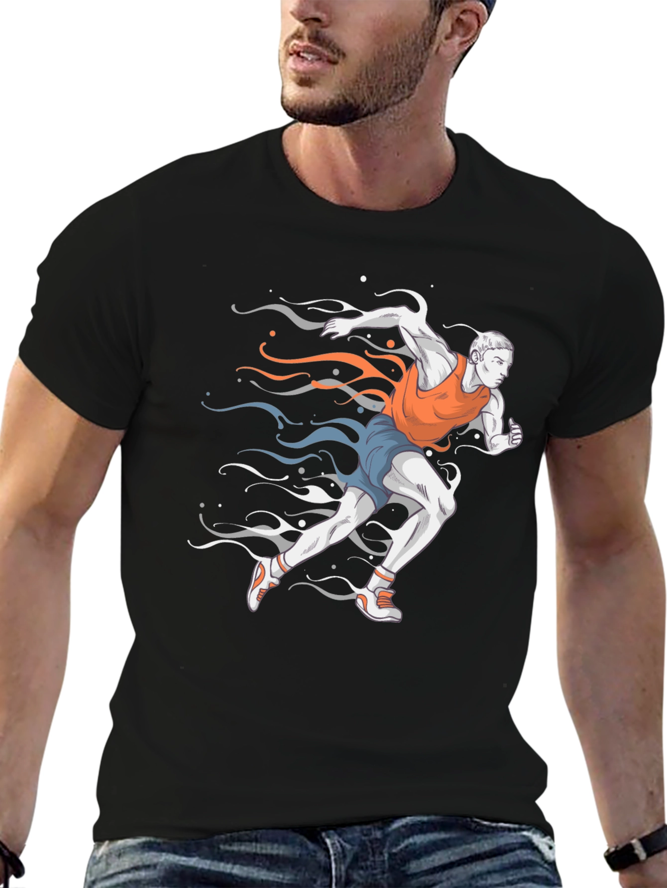Runner Graphic Tee - Black Cotton
