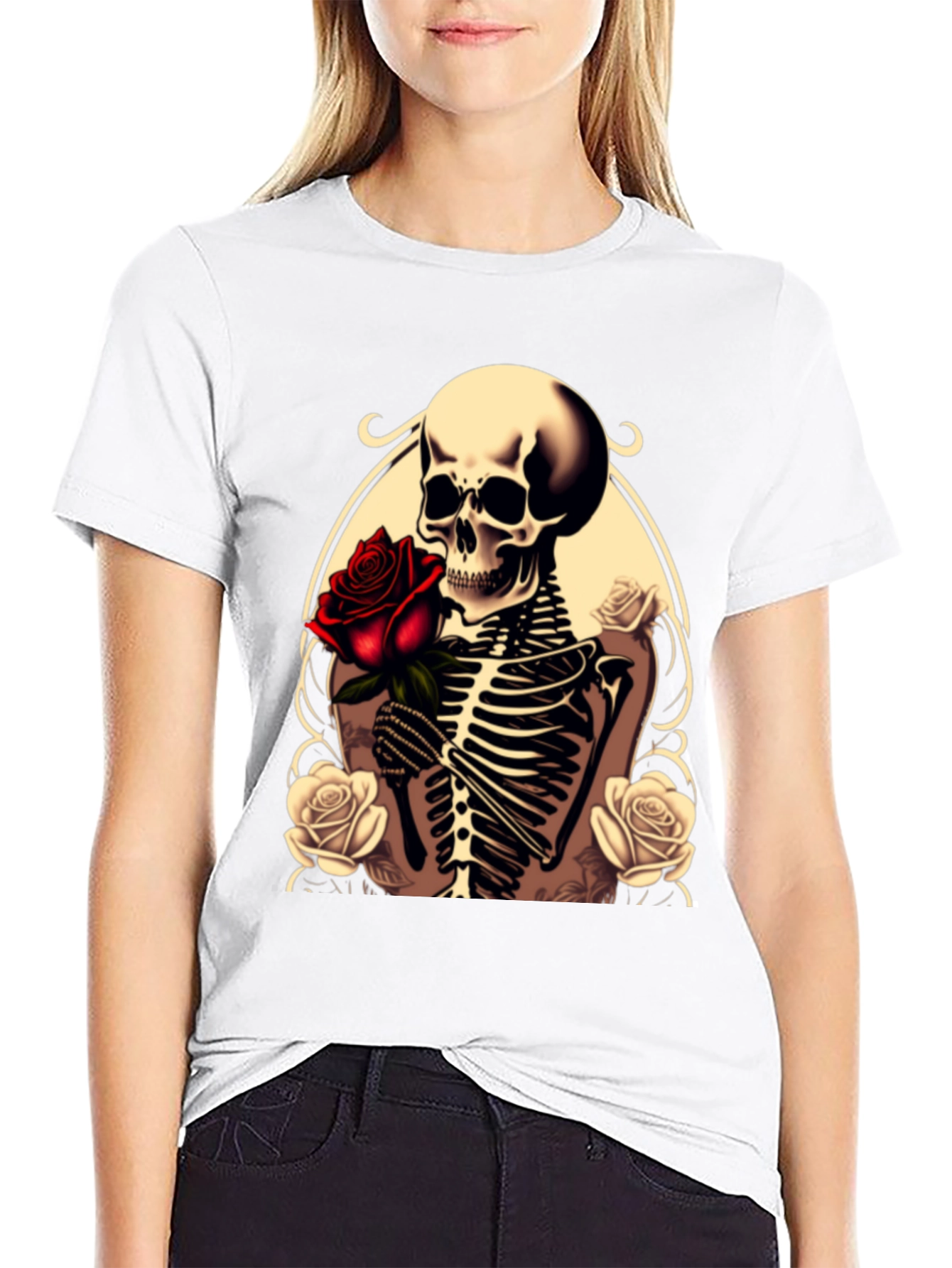 Skull & Roses Graphic Tee - Gothic Style