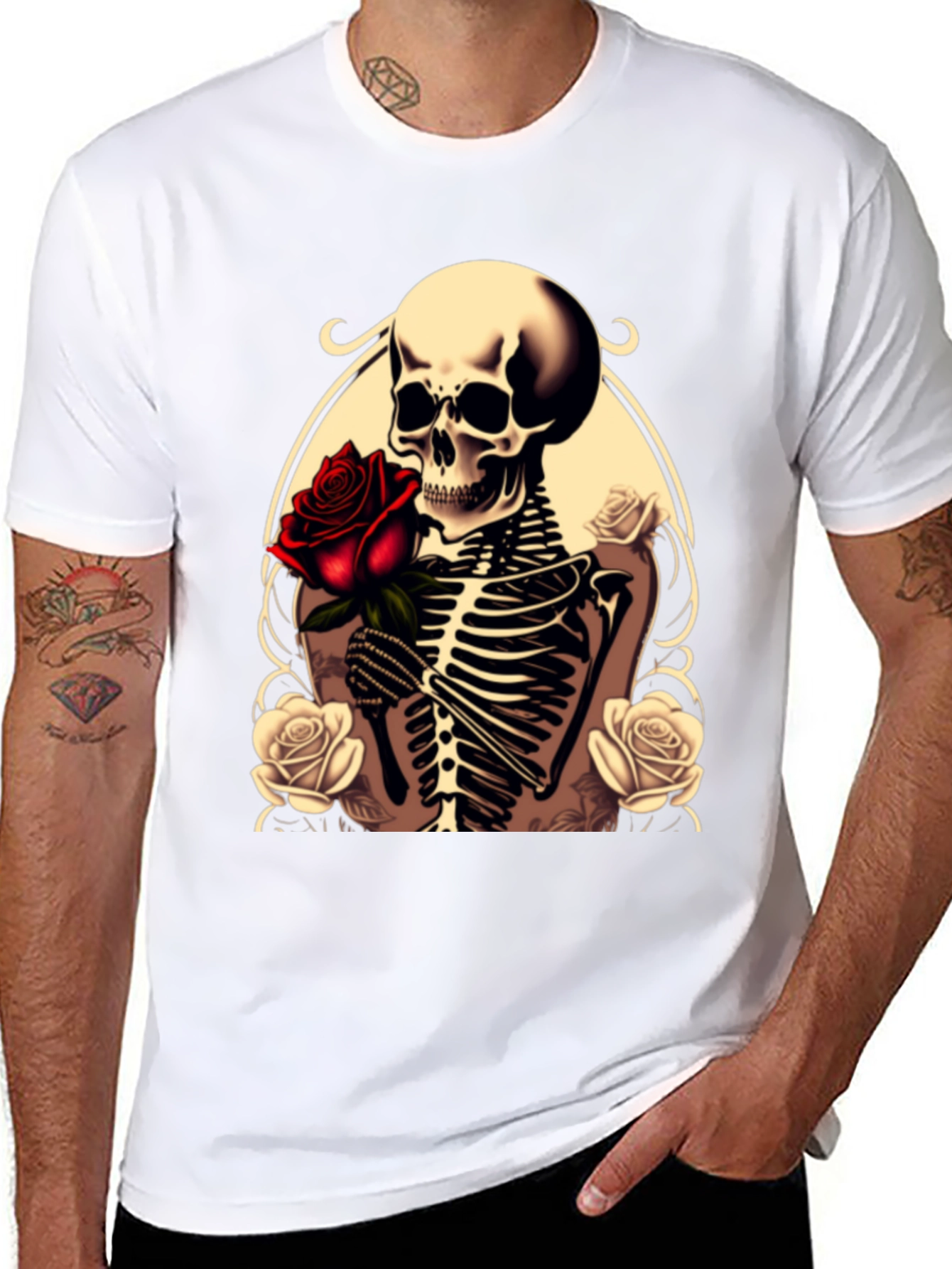 Skull & Roses Graphic Tee - Gothic Style