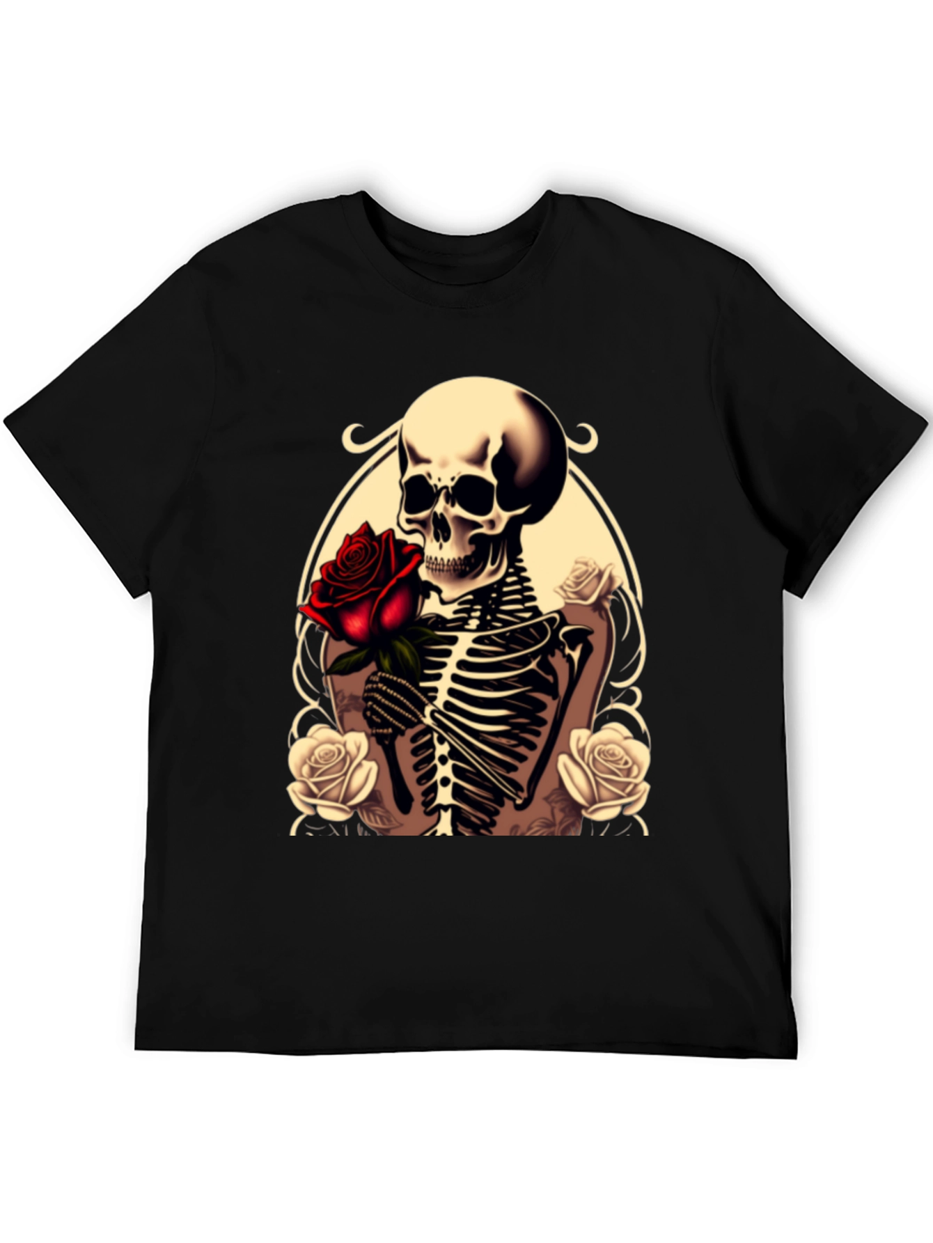 Skull & Roses Graphic Tee - Gothic Style