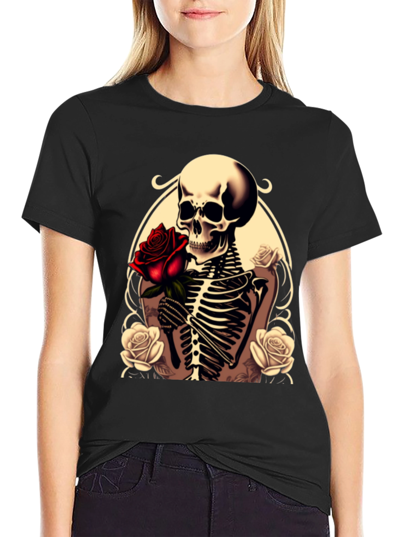 Skull & Roses Graphic Tee - Gothic Style