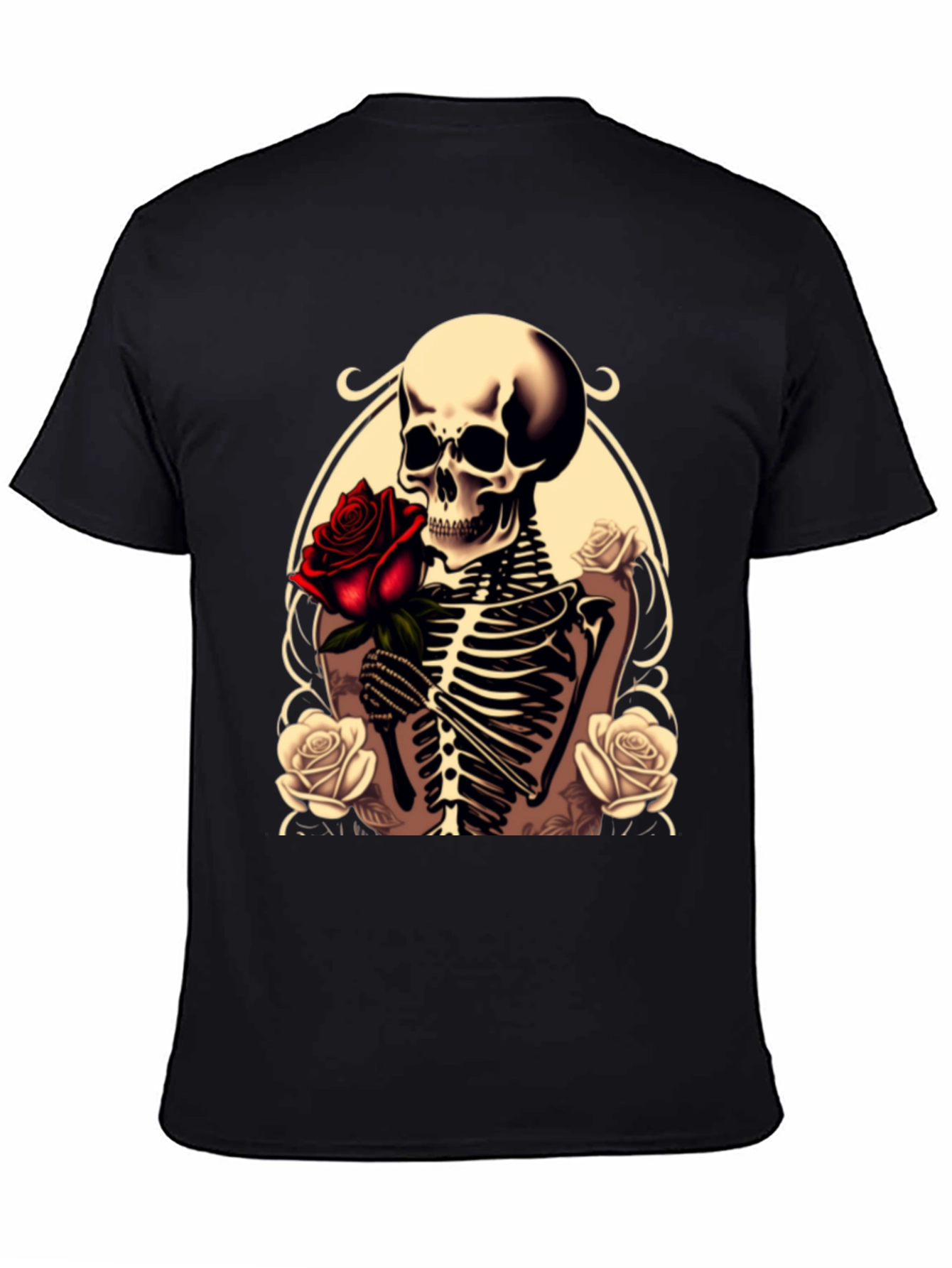 Skull & Roses Graphic Tee - Gothic Style