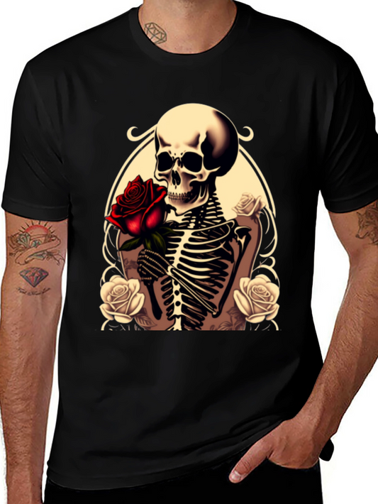 Skull & Roses Graphic Tee - Gothic Style