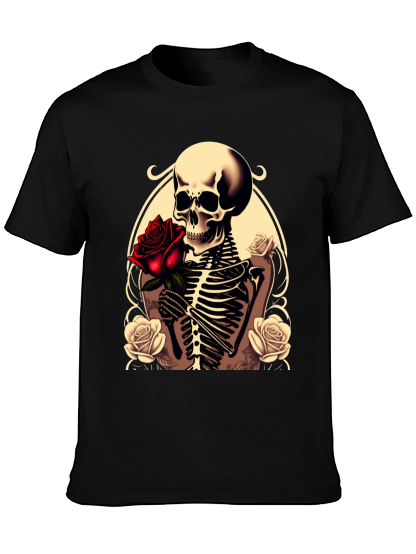Skull & Roses Graphic Tee - Gothic Style