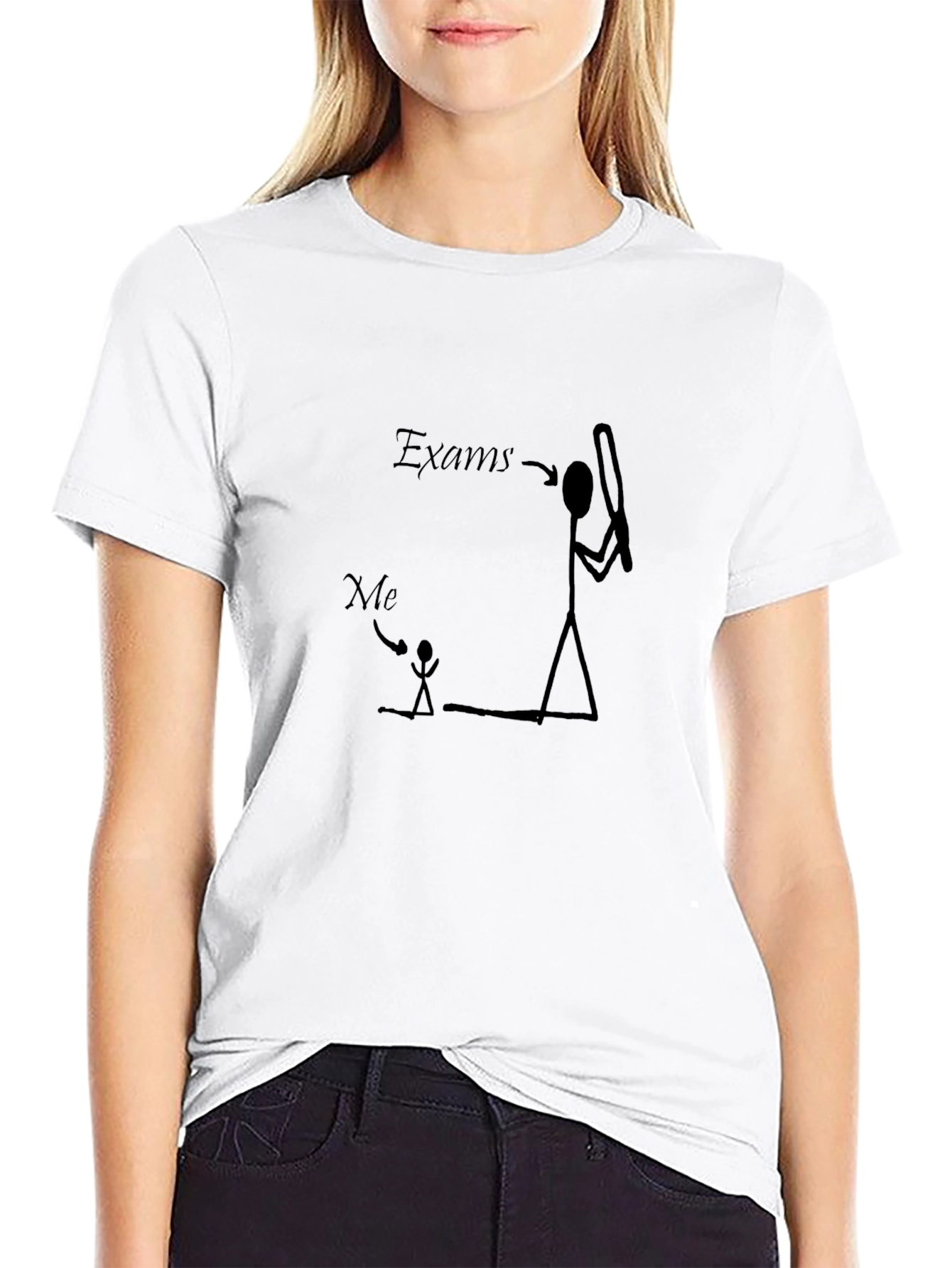 Exams vs Me Black Graphic Tee