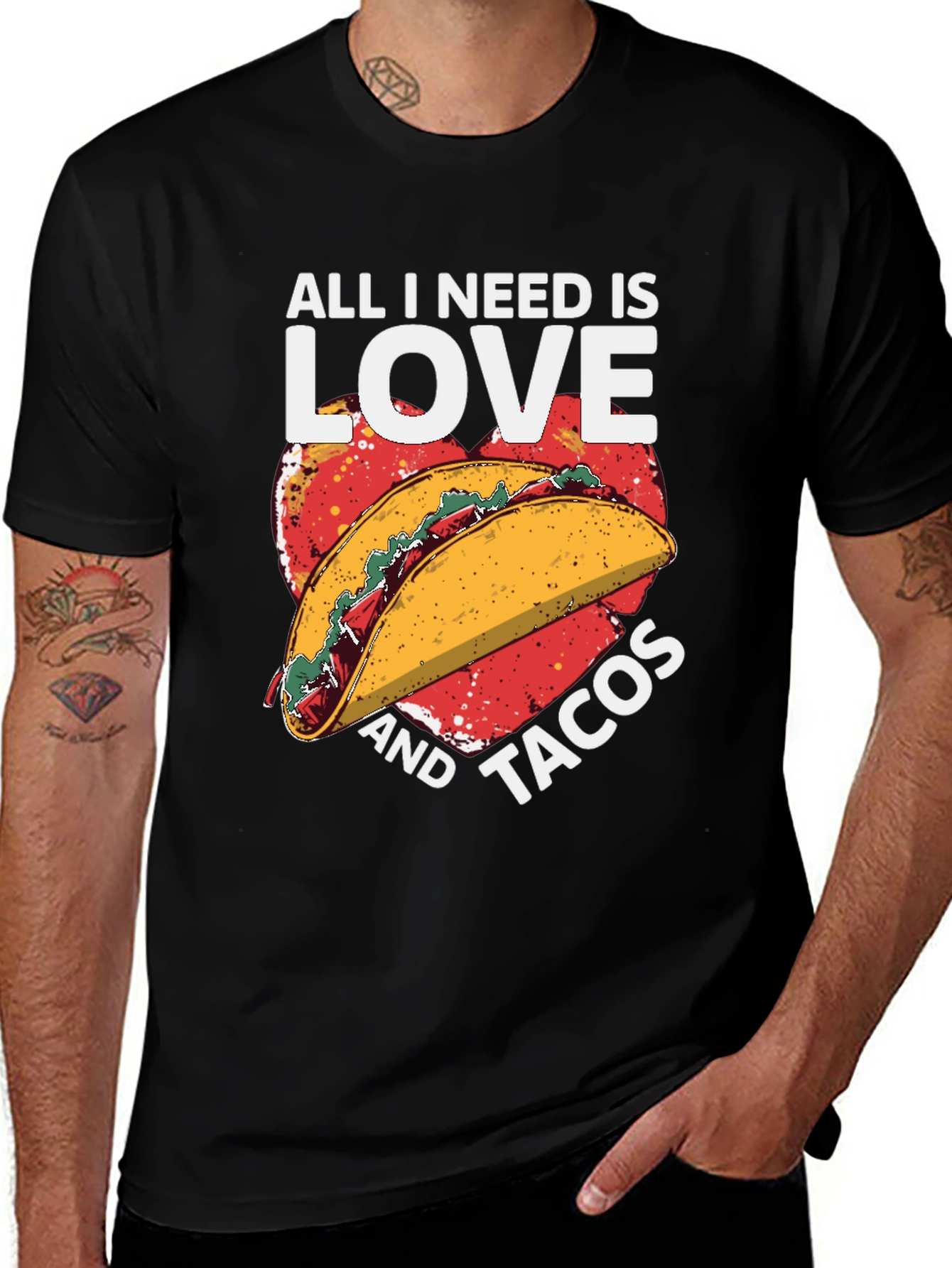 Love and Tacos Graphic T-Shirt - Black