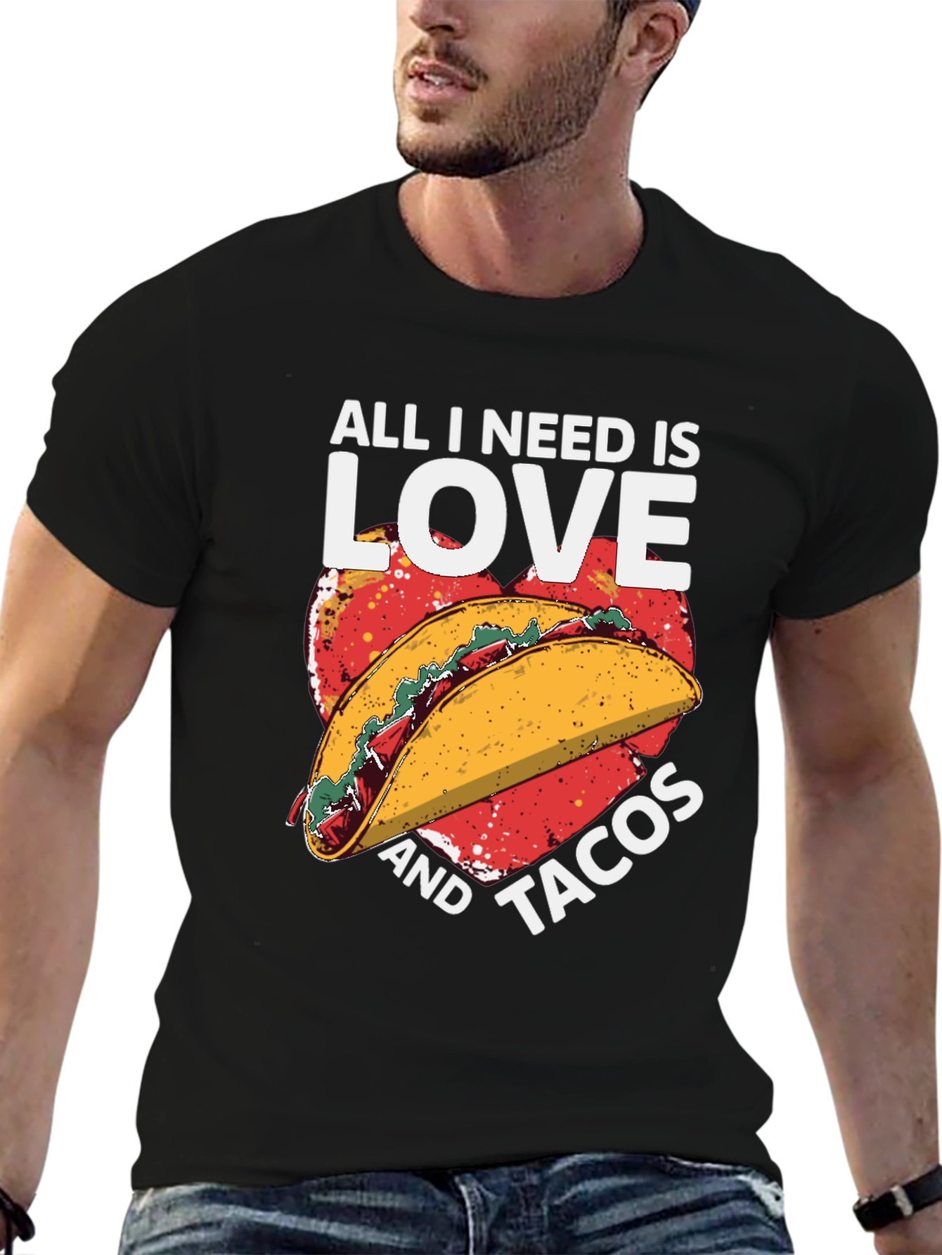 Love and Tacos Graphic T-Shirt - Black