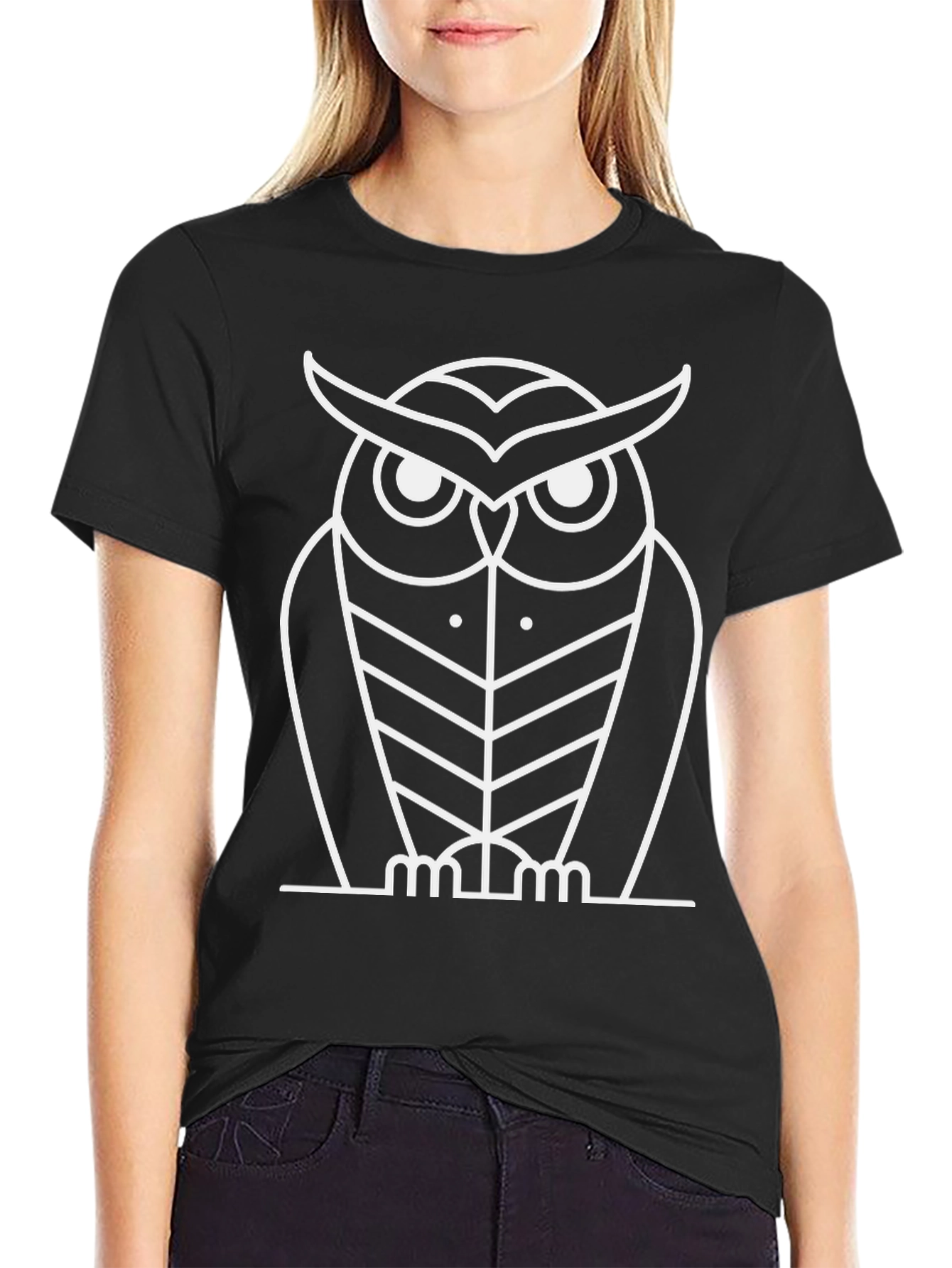 Owl Graphic Tee - Black Cotton Blend
