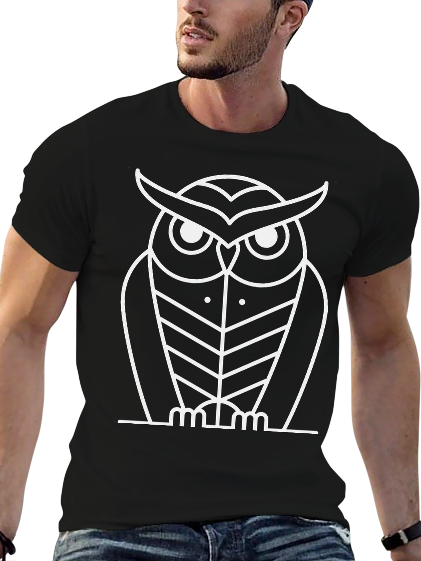 Owl Graphic Tee - Black Cotton Blend