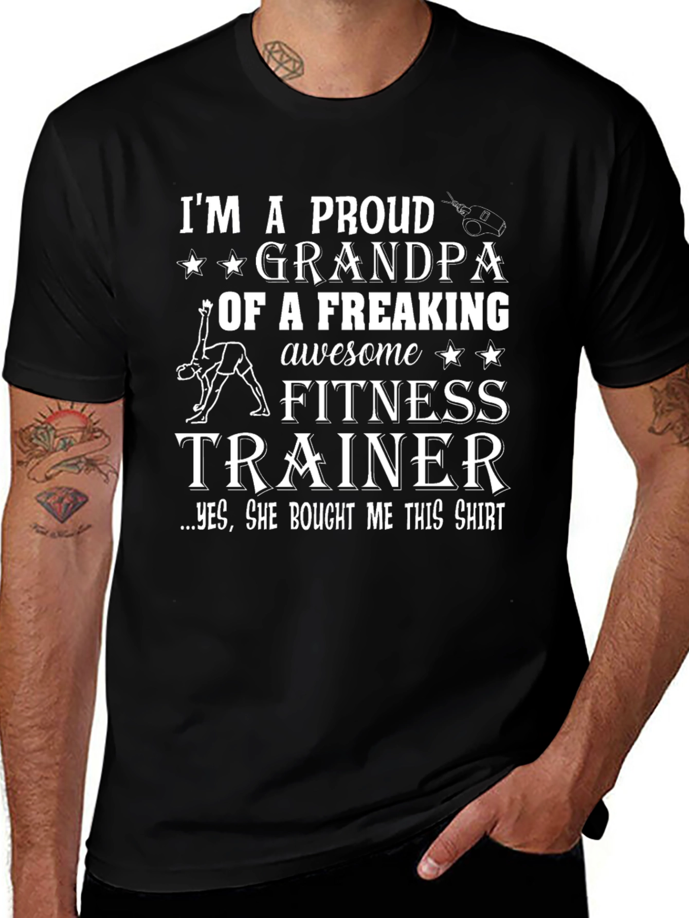 Proud Grandpa Fitness Trainer Graphic T-Shirt