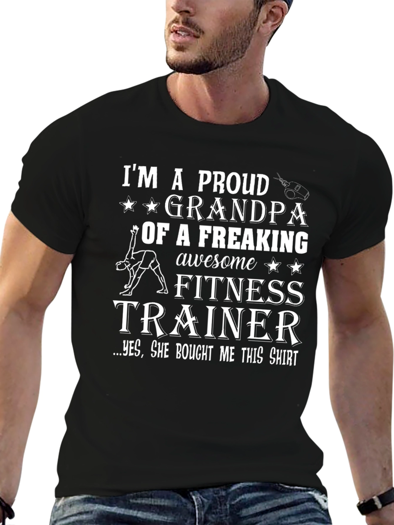 Proud Grandpa Fitness Trainer Graphic T-Shirt