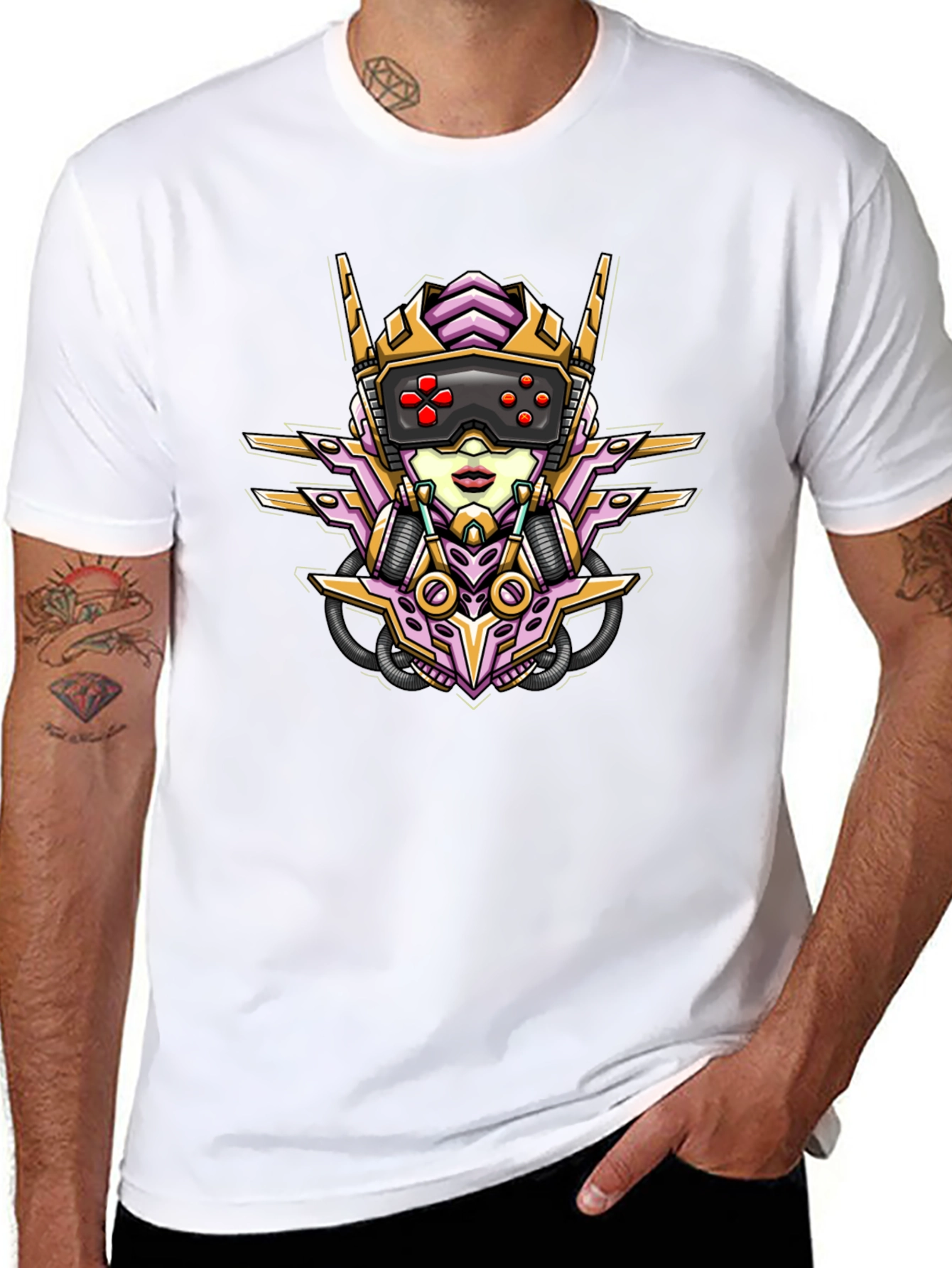 Cyberpunk Gamer Girl Graphic Tee - Black