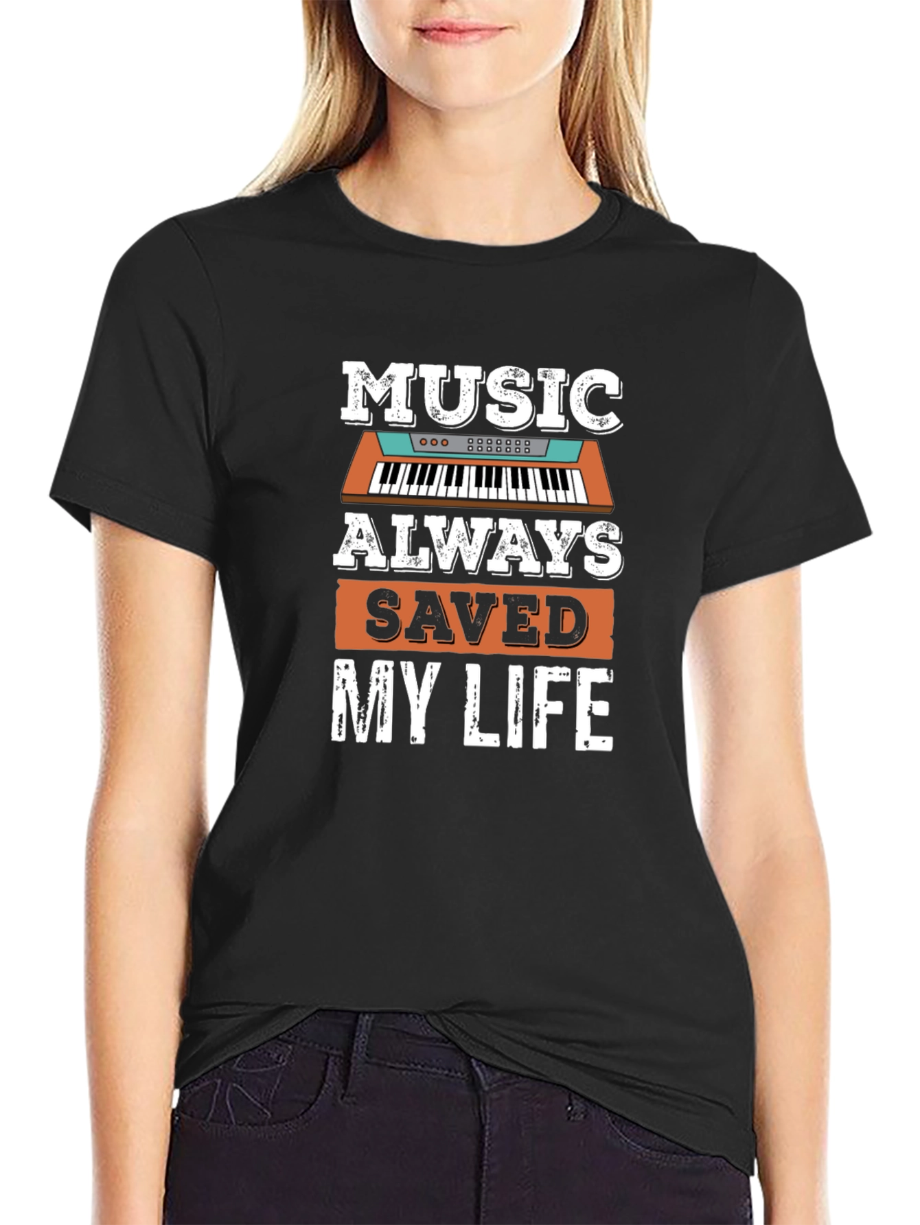 Music Saved My Life Black Graphic Tee