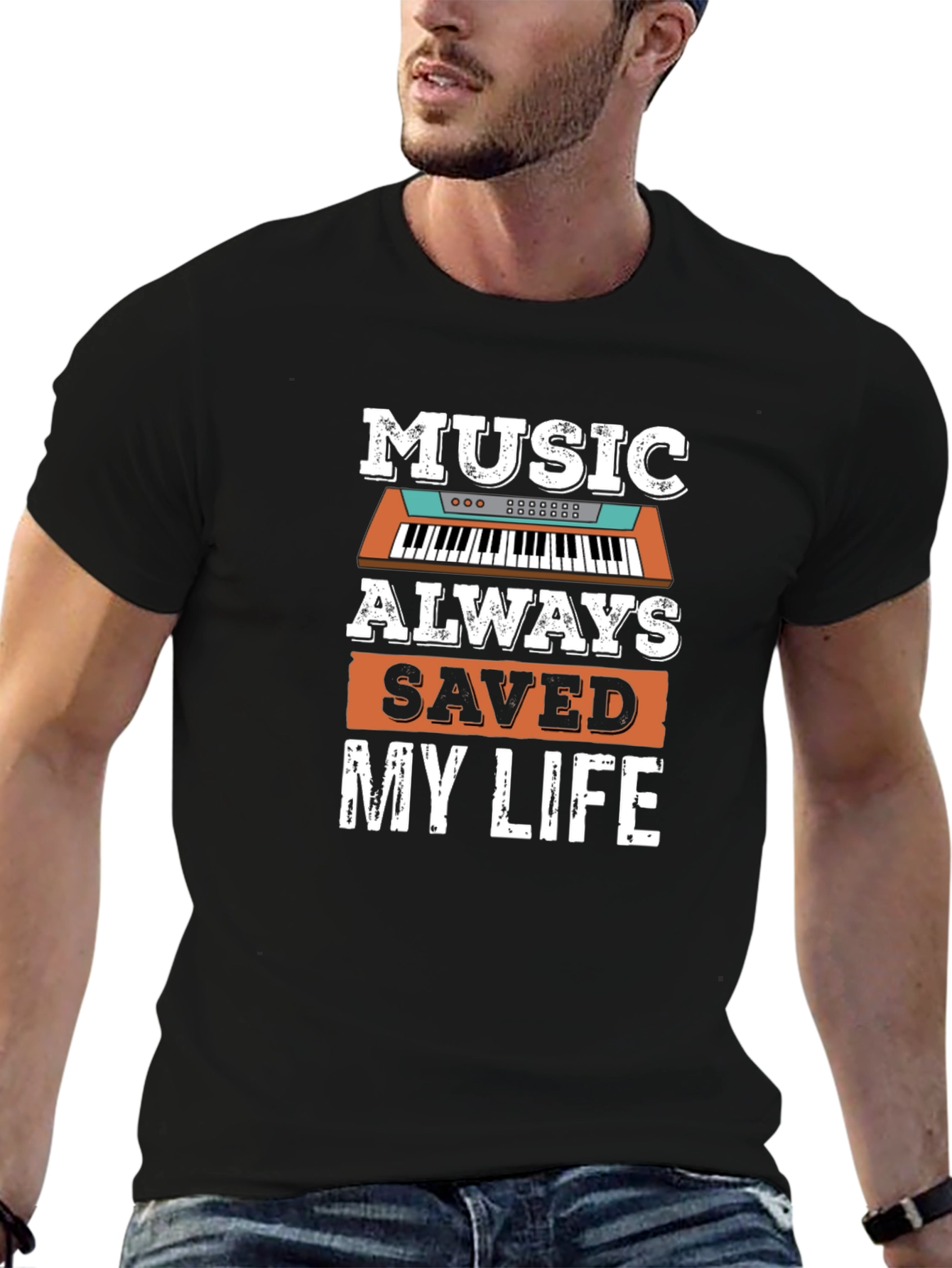 Music Saved My Life Black Graphic Tee