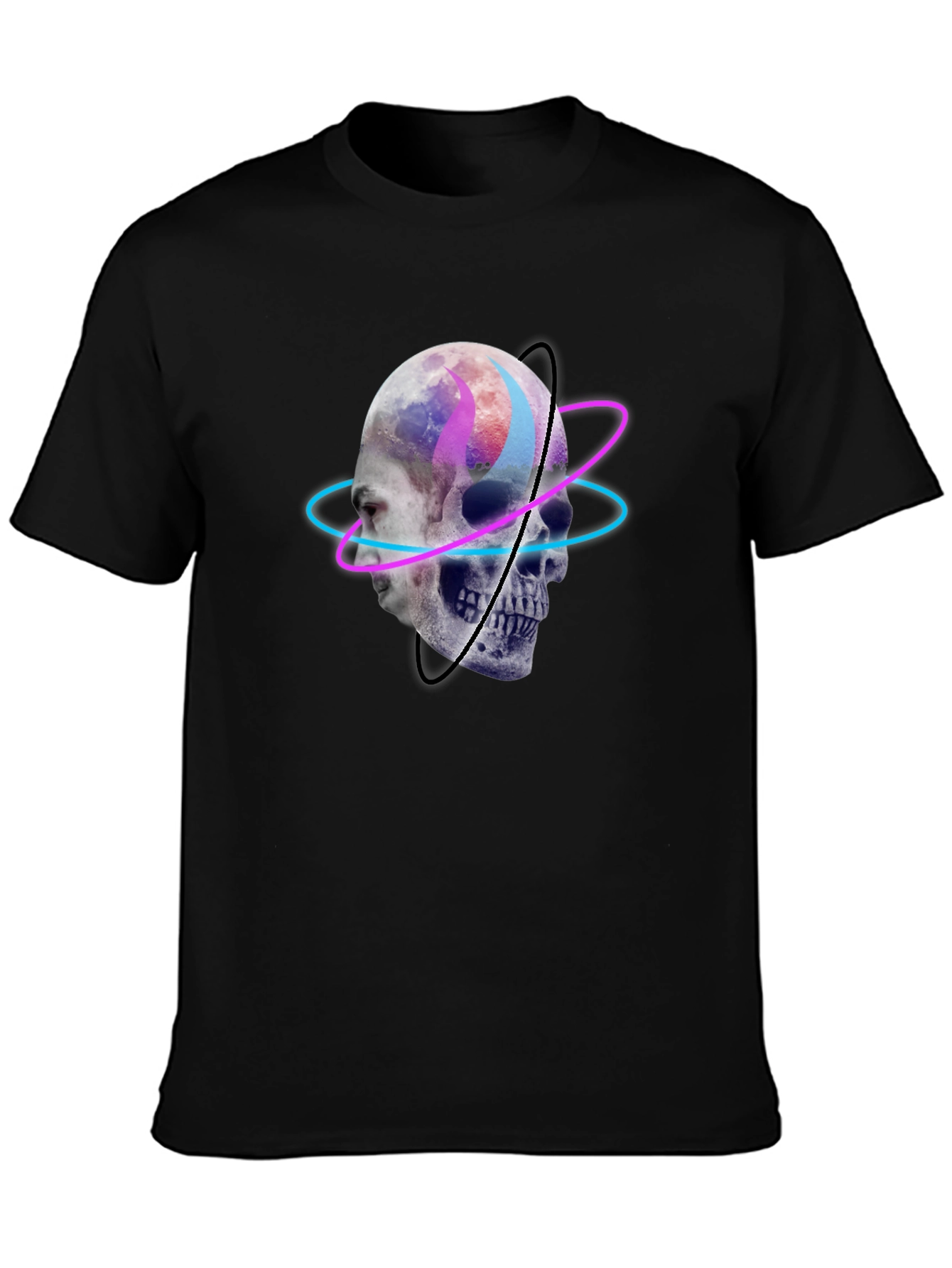 Skull Graphic Tee - Neon Orbit Design