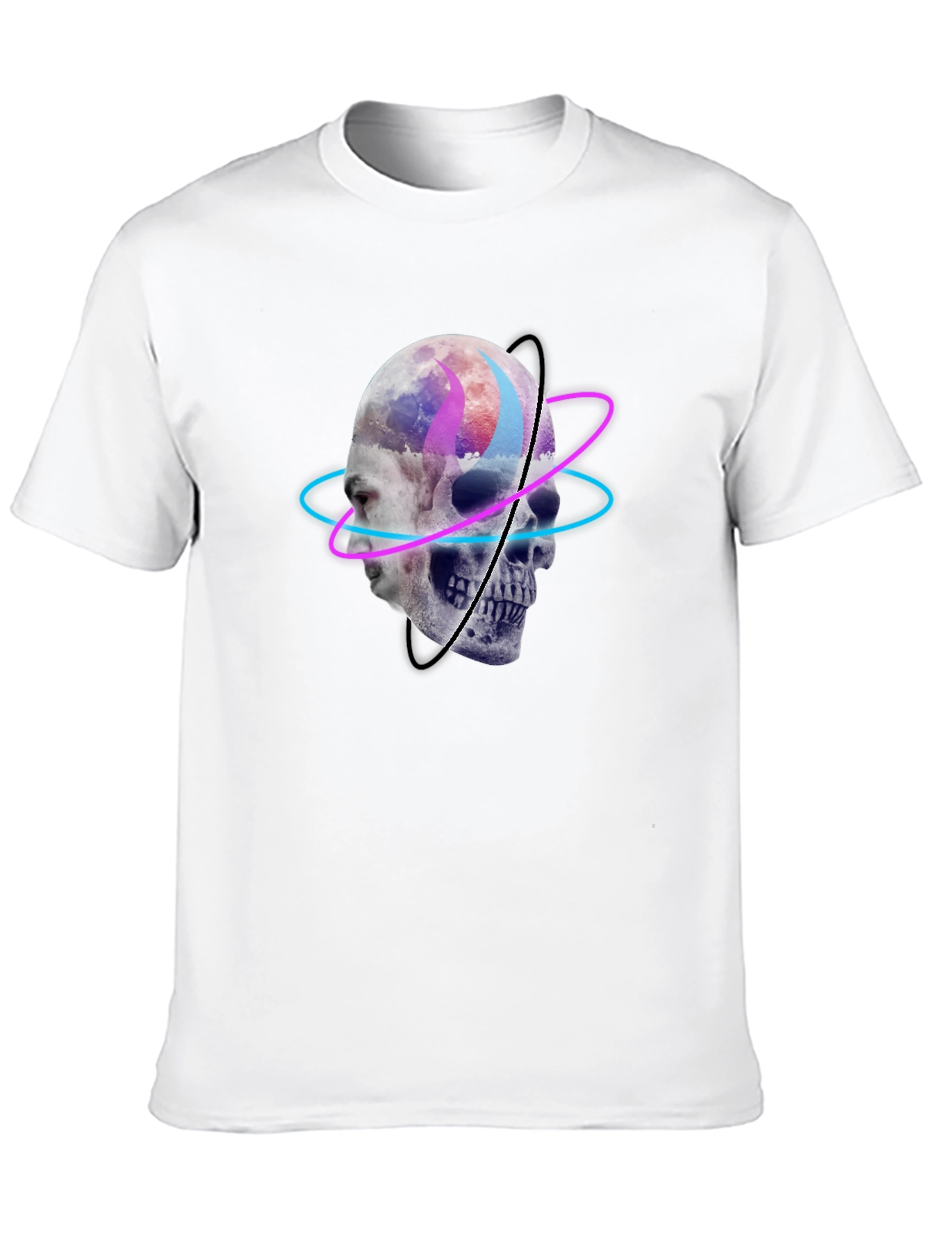 Skull Graphic Tee - Neon Orbit Design