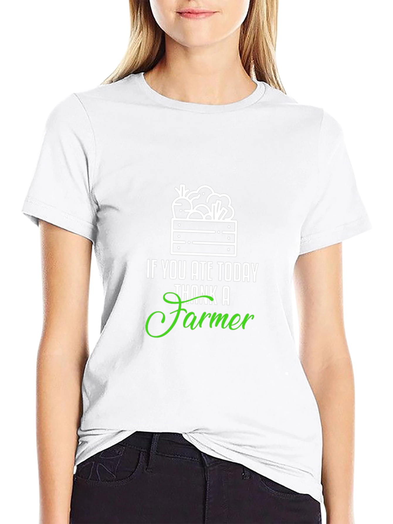 Thank a Farmer T-Shirt - Black Cotton Blend Tee