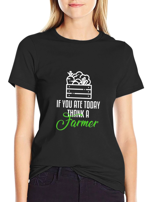 Thank a Farmer T-Shirt - Black Cotton Blend Tee