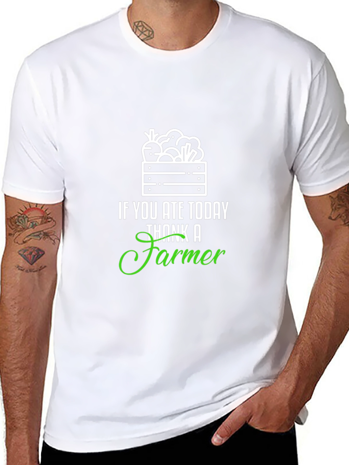 Thank a Farmer T-Shirt - Black Cotton Blend Tee
