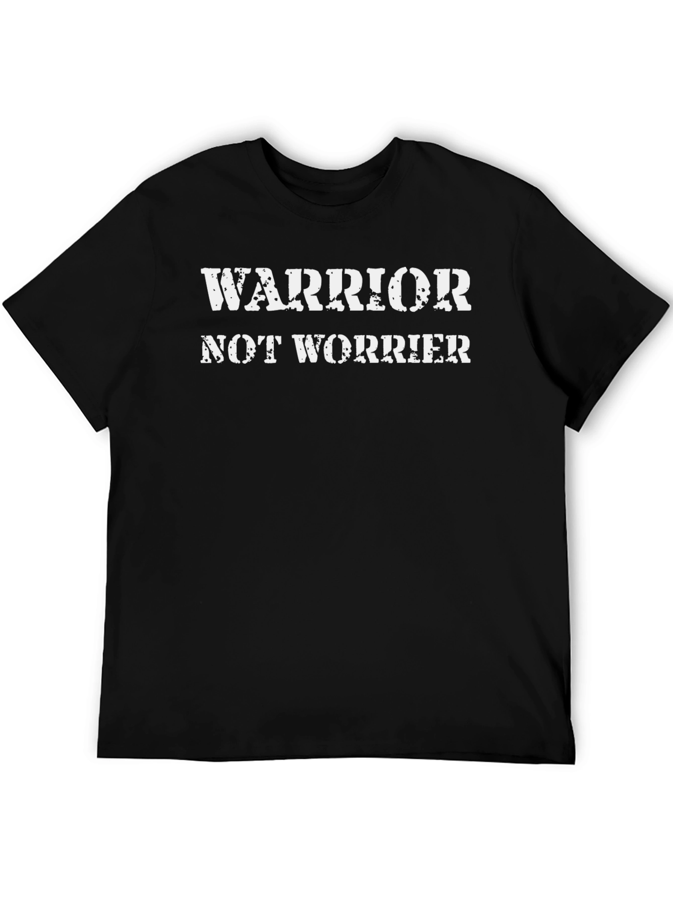 Warrior Not Worrier Graphic Print Black T-Shirt