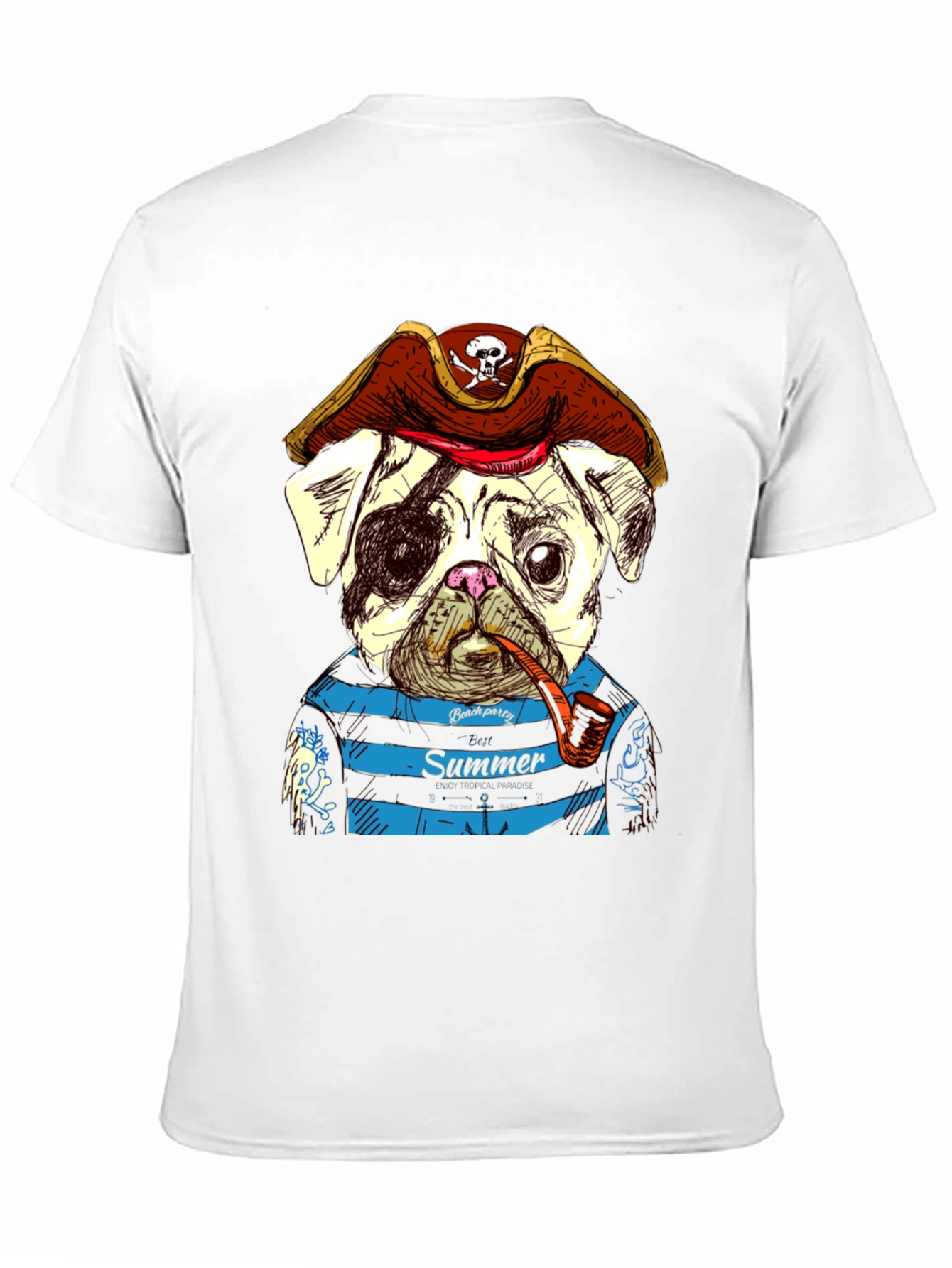 Pirate Pug Summer T-Shirt - Unique Graphic Tee