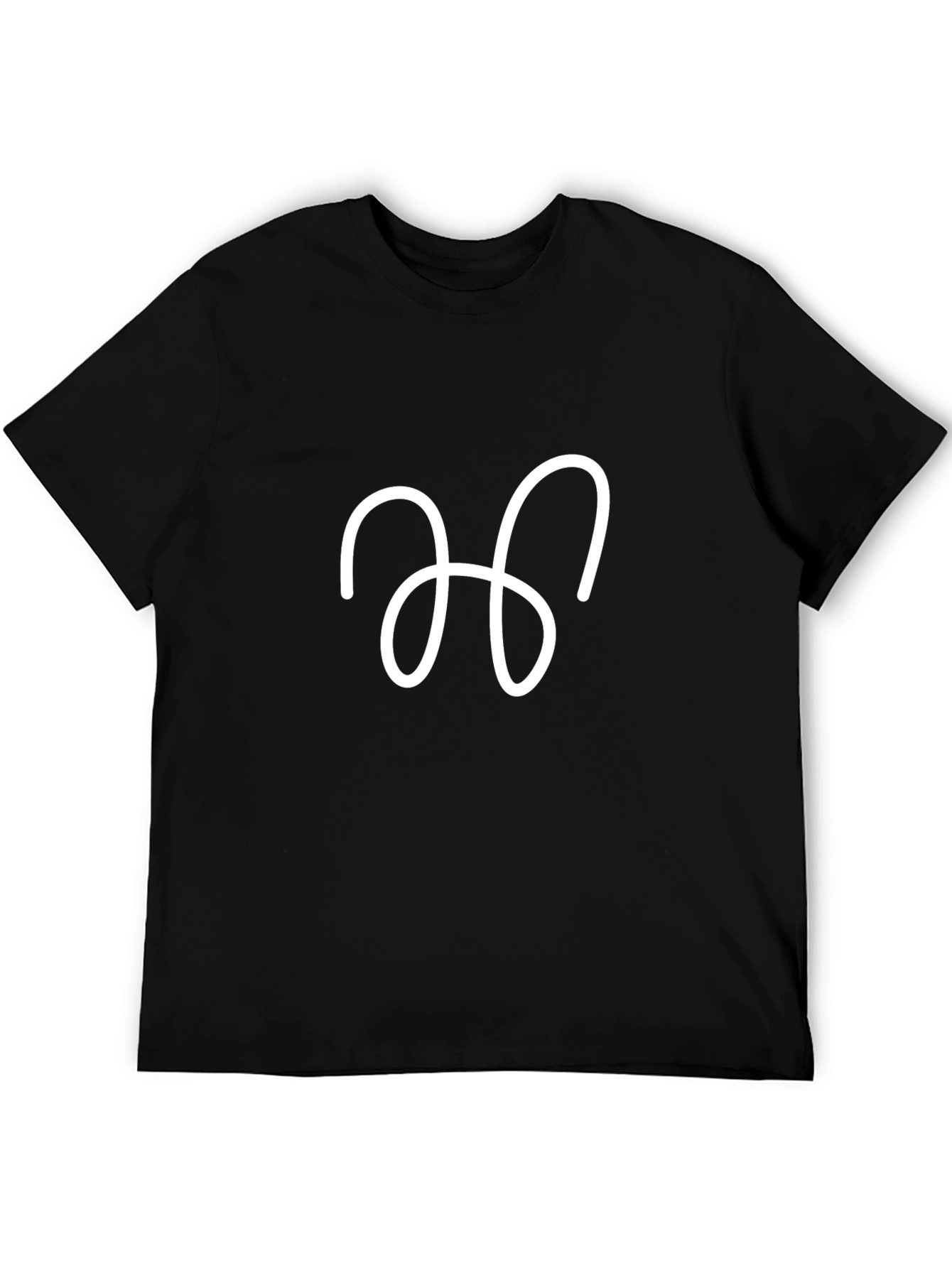 Minimalist White Abstract Design on Black T-Shirt