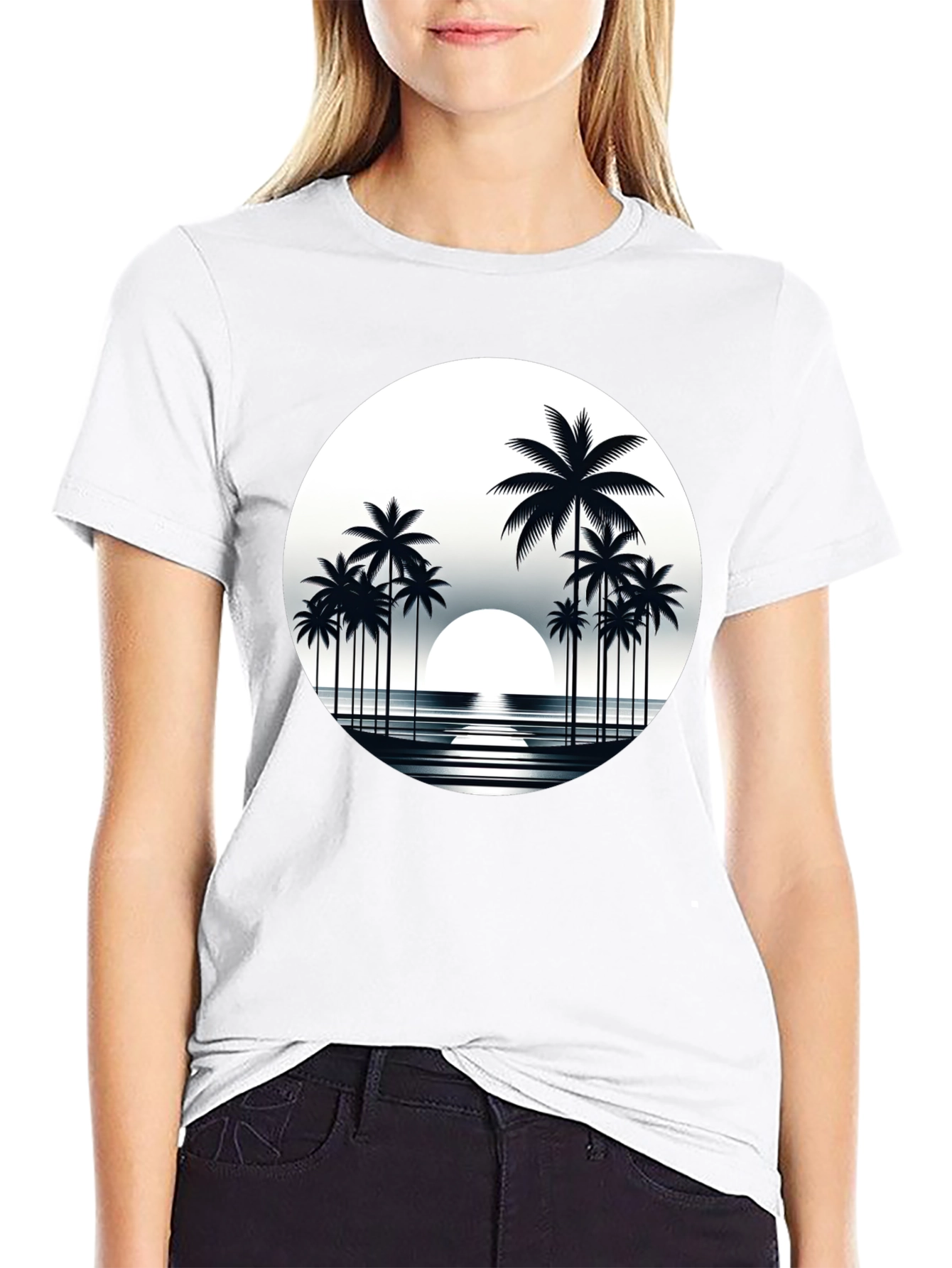 Retro Palm Tree Sunset Graphic T-Shirt