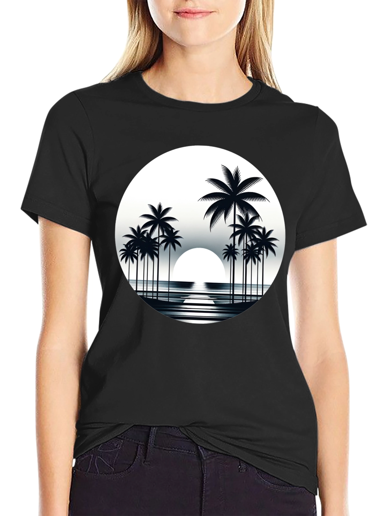 Retro Palm Tree Sunset Graphic T-Shirt