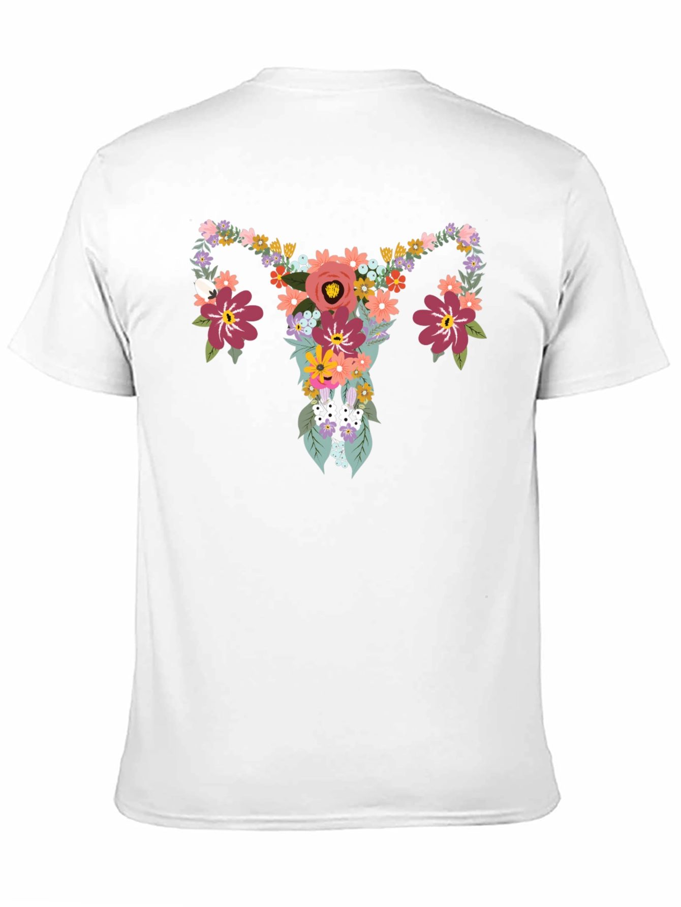 Floral Uterus Graphic Tee - Black Cotton T-Shirt