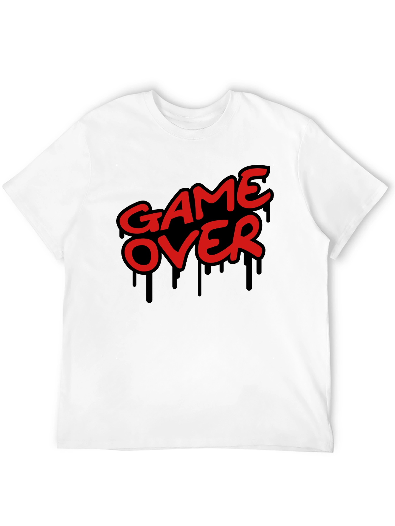 Game Over Graphic Print Crew Neck T-Shirt