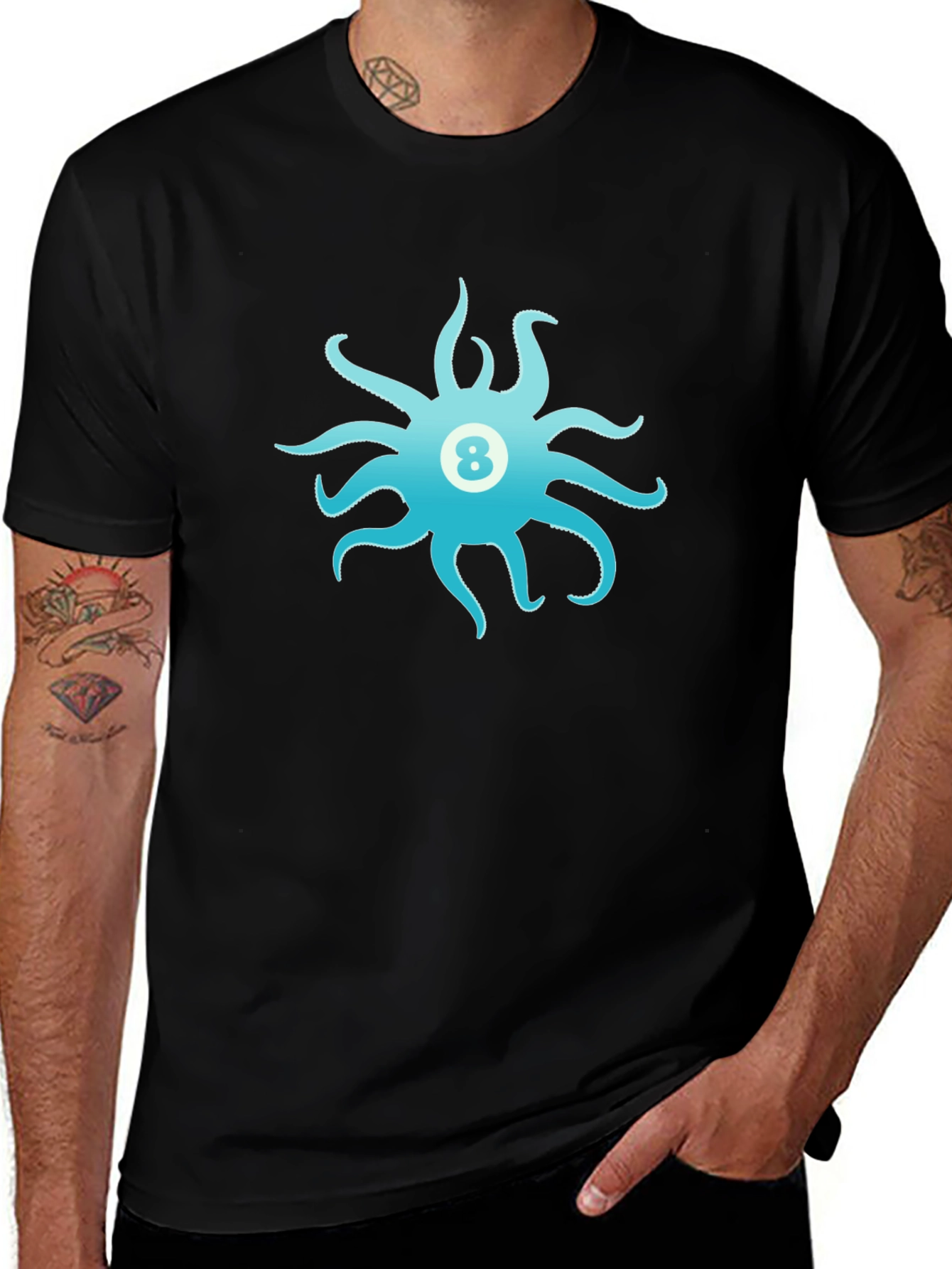Eight Ball Octopus Graphic Tee - Black