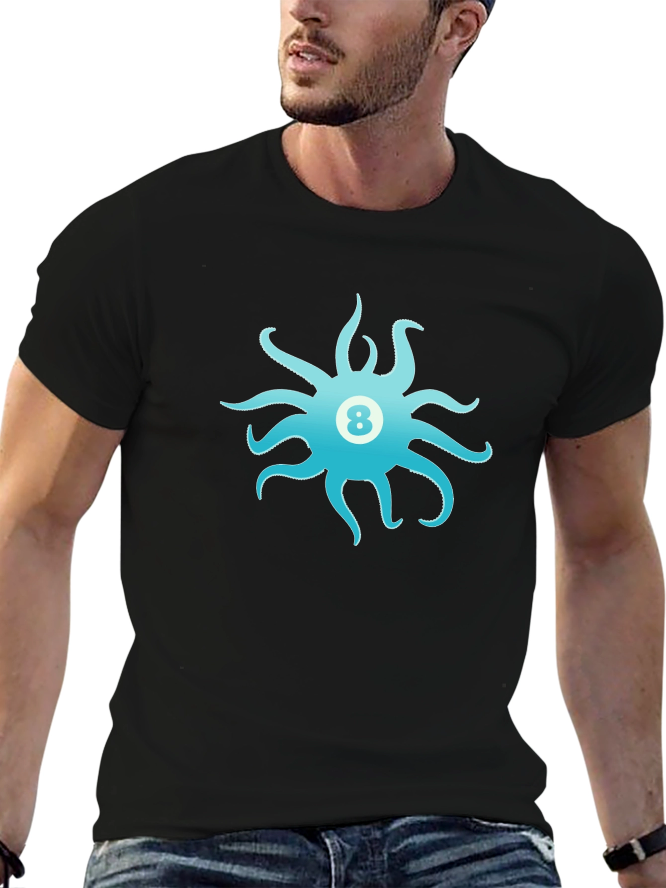 Eight Ball Octopus Graphic Tee - Black