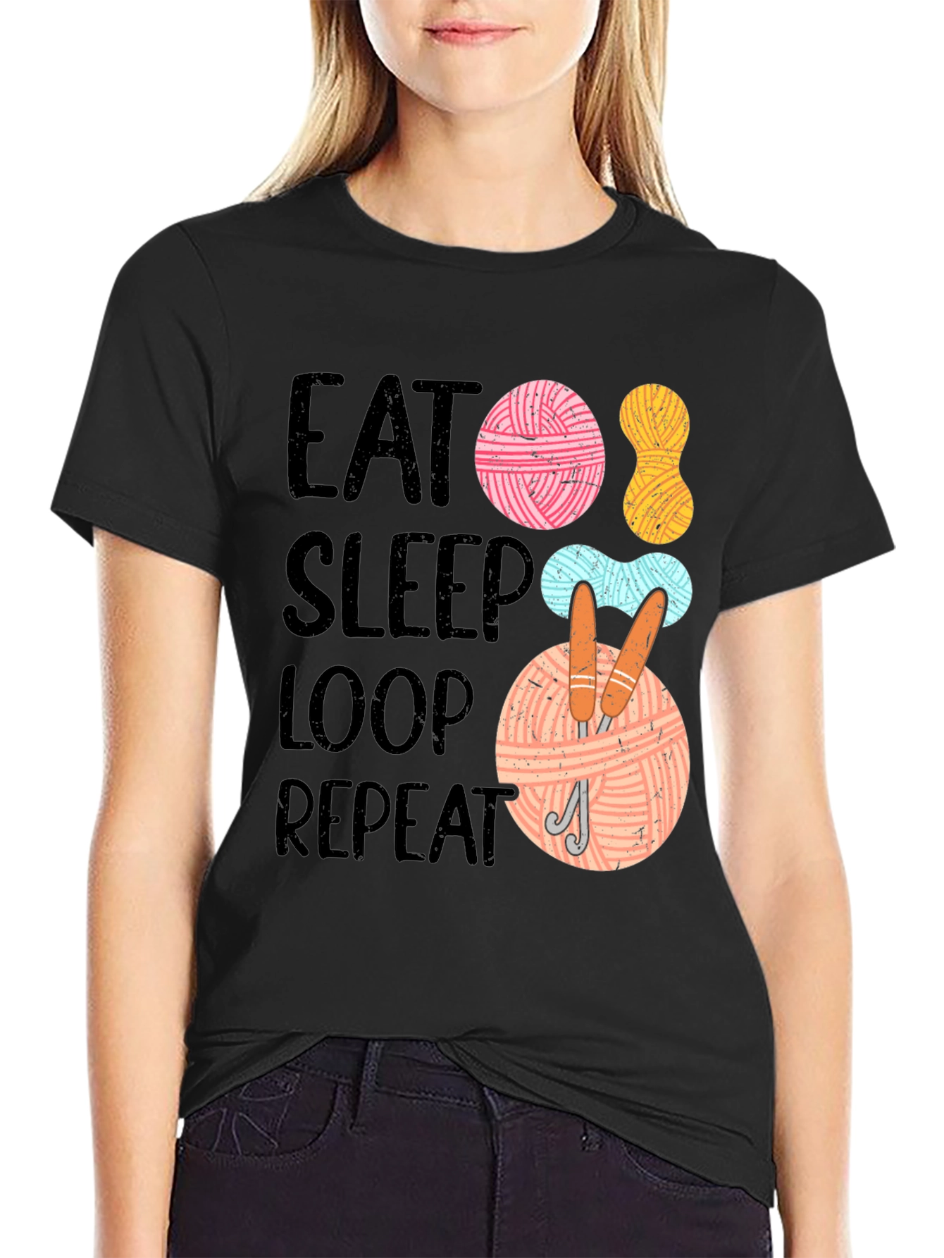Eat Sleep Loop Repeat Knitting T-Shirt