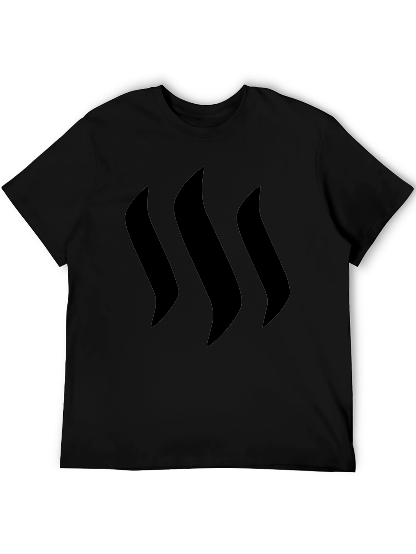 Minimalist Black Tee with Curved Stripes