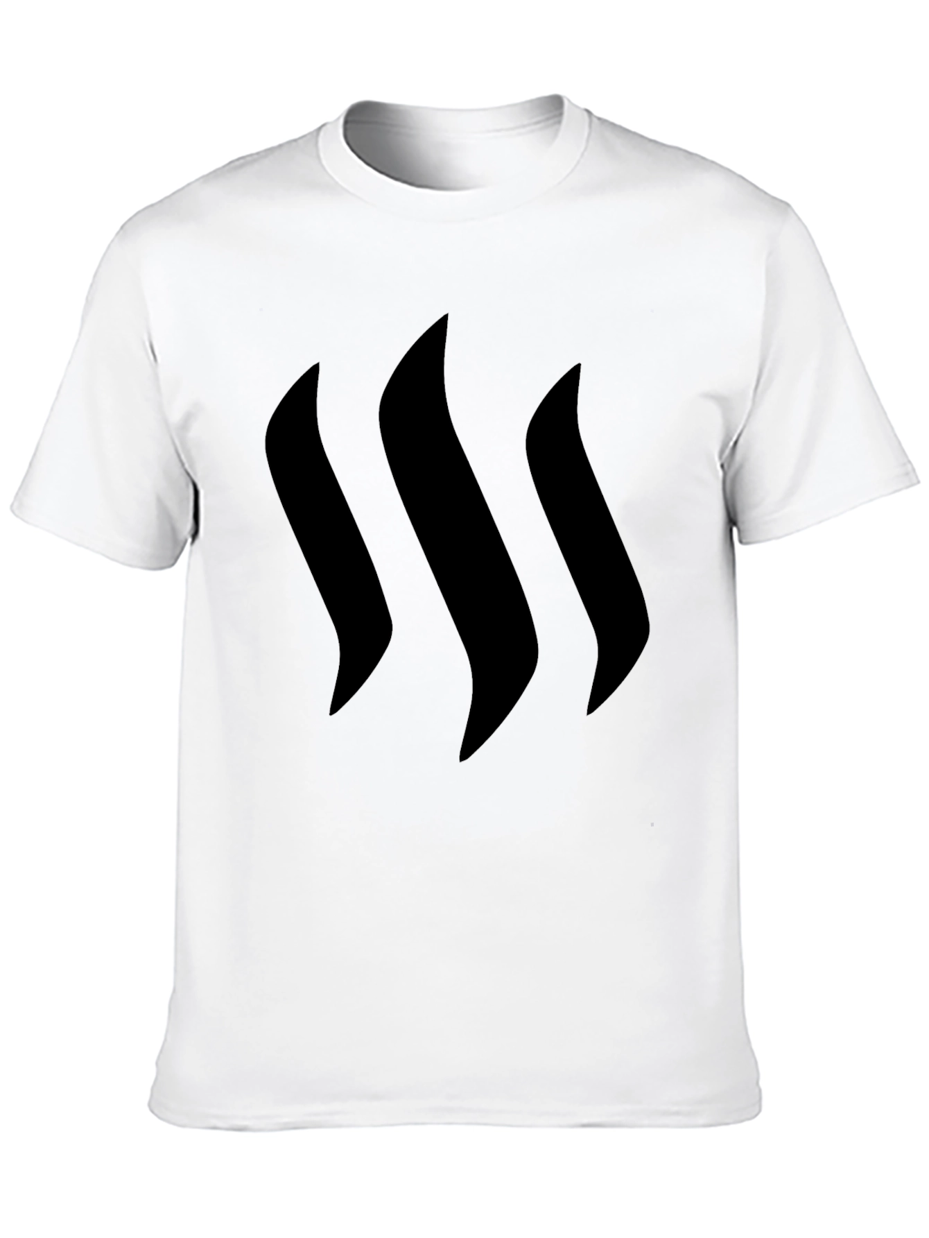 Minimalist Black Tee with Curved Stripes