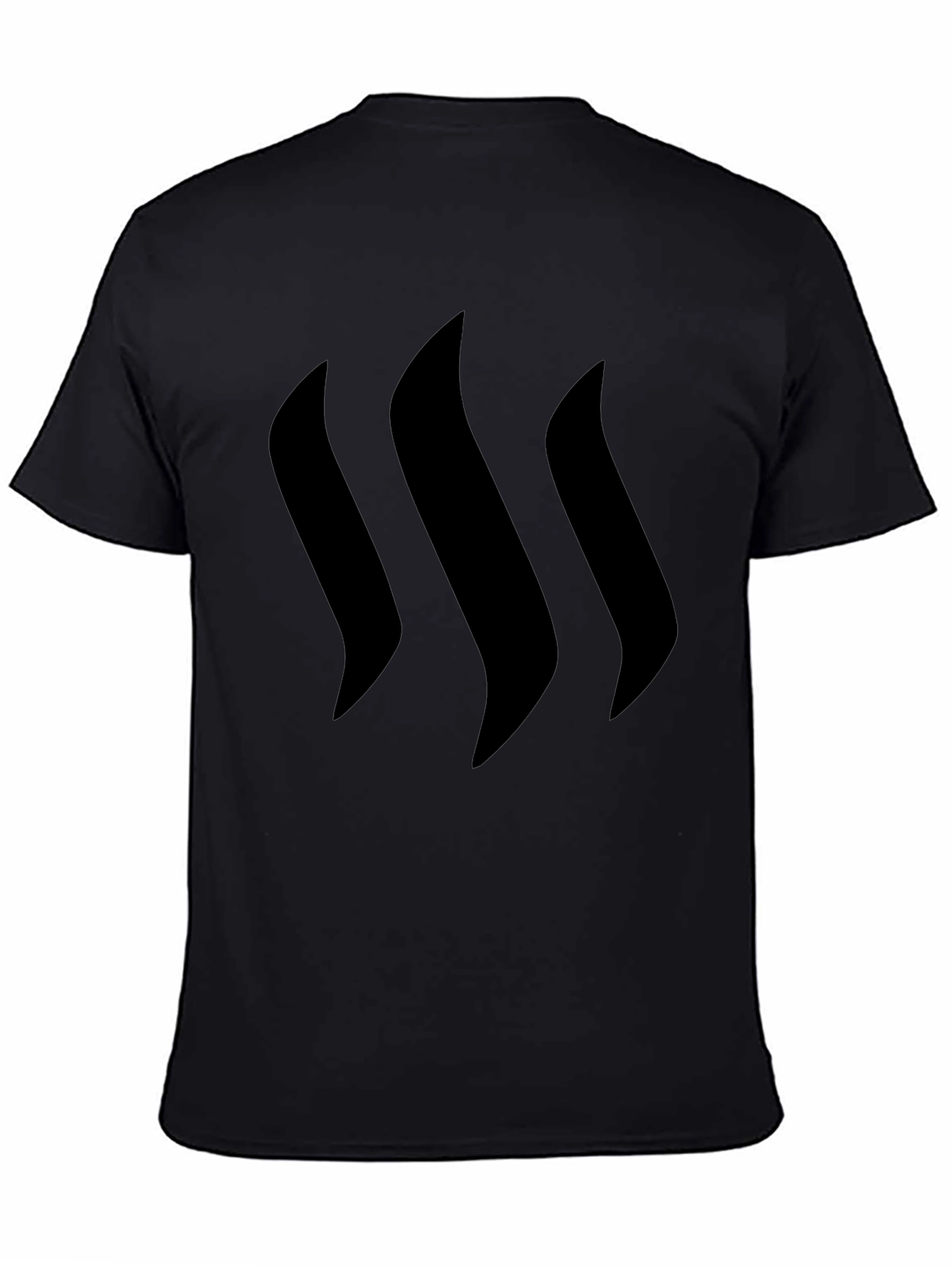Minimalist Black Tee with Curved Stripes