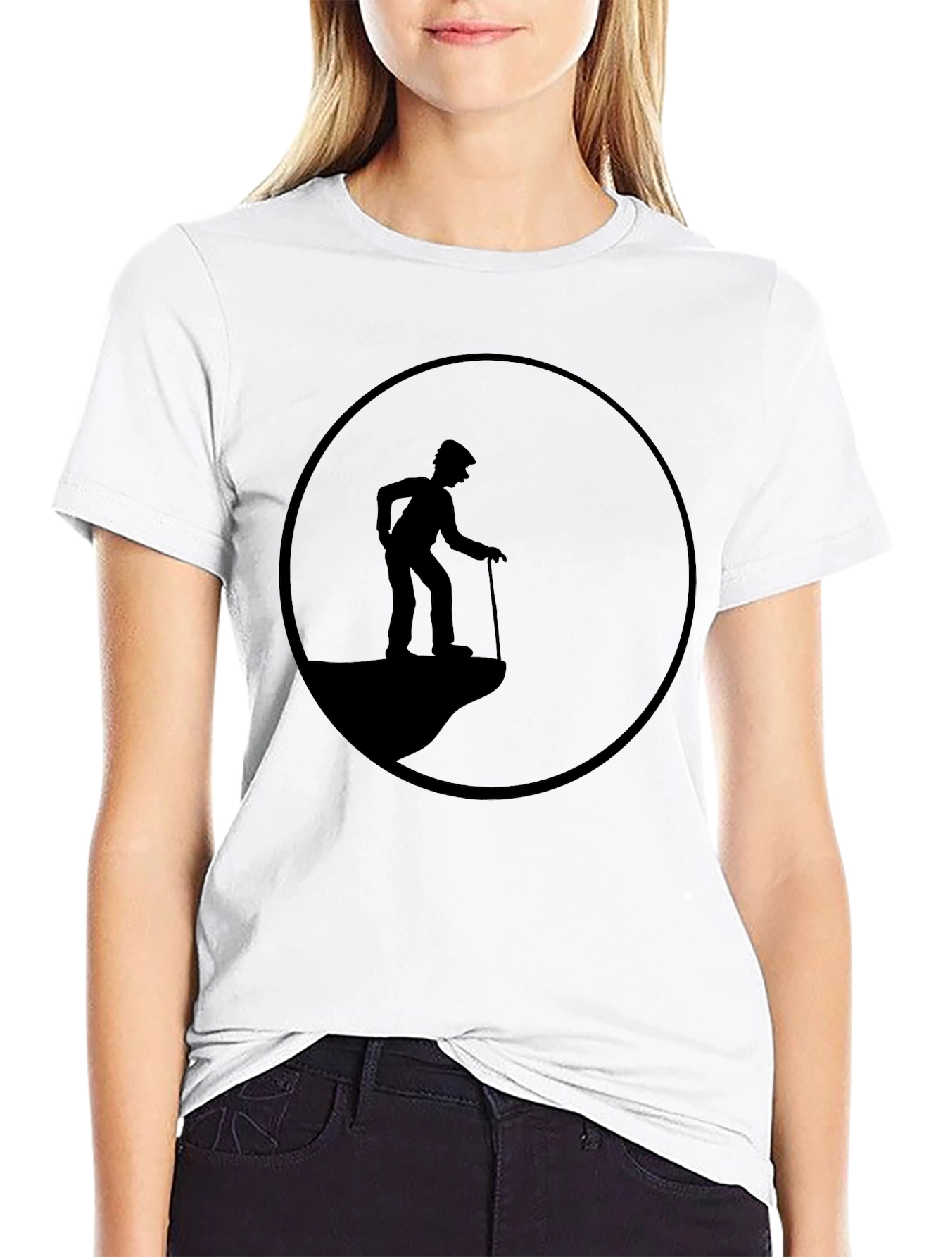 Old Man on Cliff T-Shirt - Silhouette Design