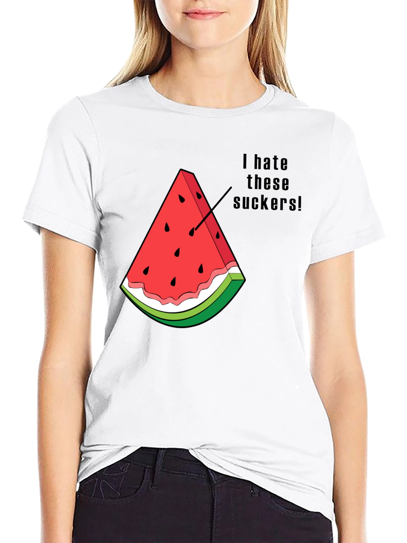 I Hate These Suckers Watermelon Graphic T-Shirt