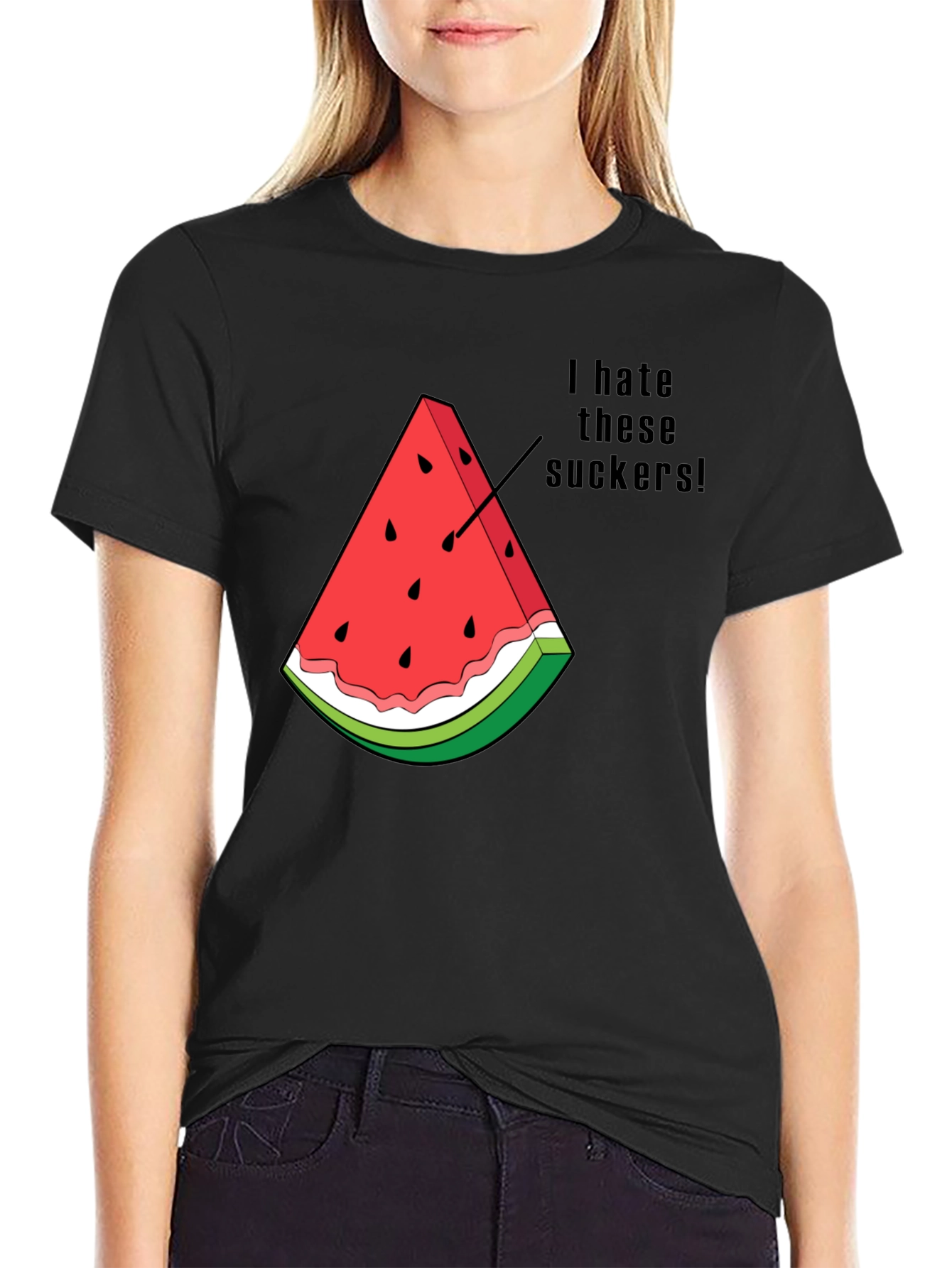 I Hate These Suckers Watermelon Graphic T-Shirt
