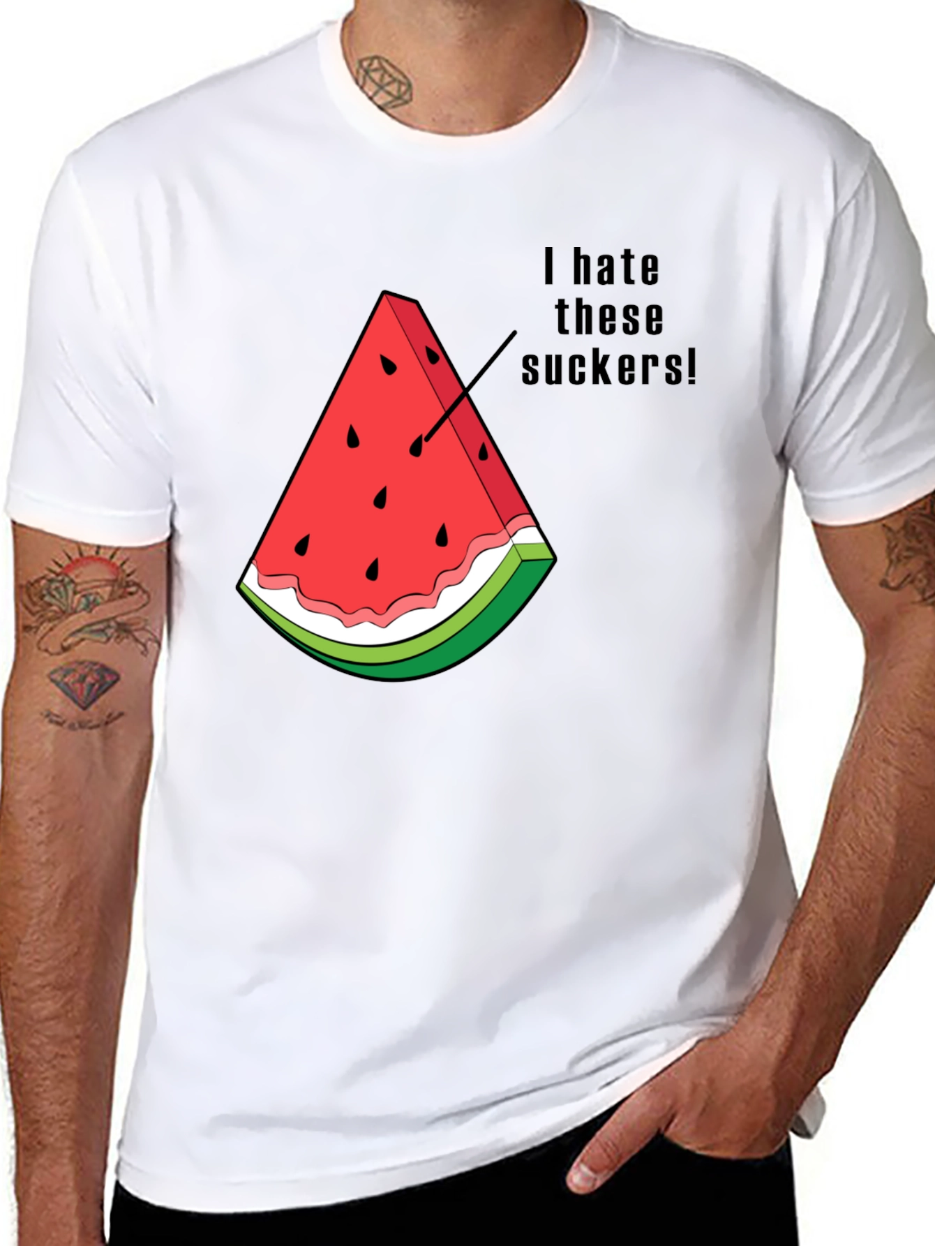 I Hate These Suckers Watermelon Graphic T-Shirt