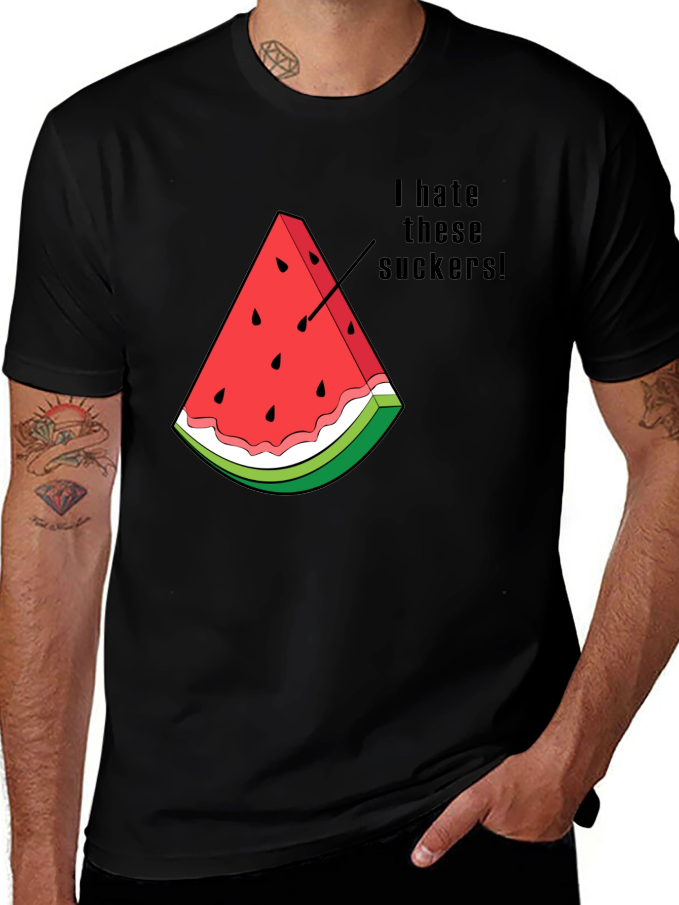 I Hate These Suckers Watermelon Graphic T-Shirt