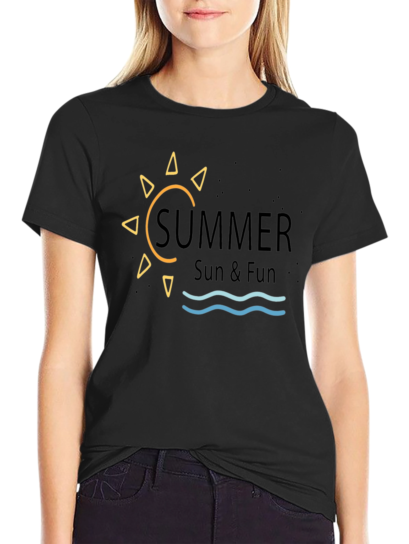 Summer Sun & Fun Graphic Tee - Black