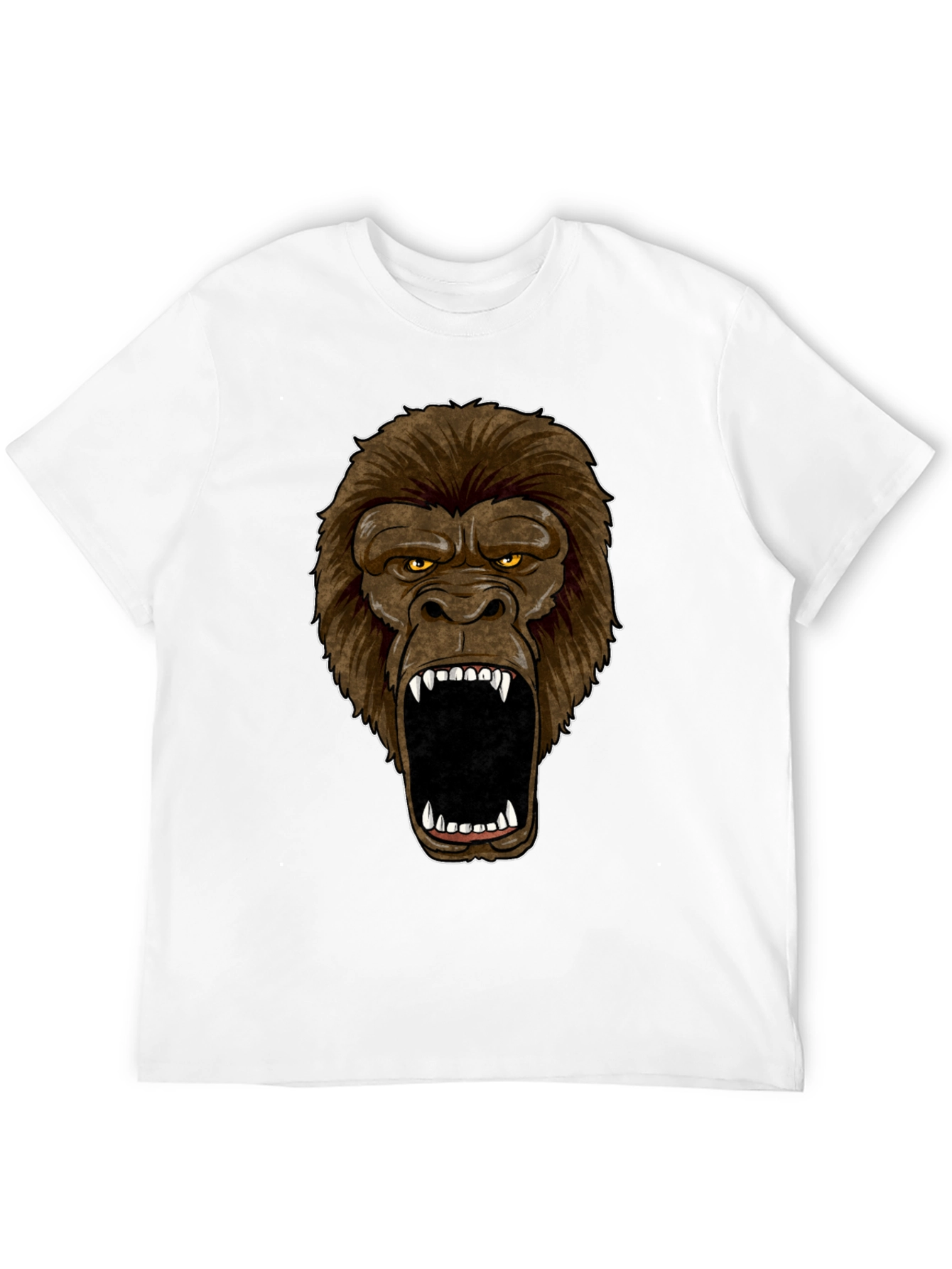 Angry Gorilla Face Graphic Print Black T-Shirt