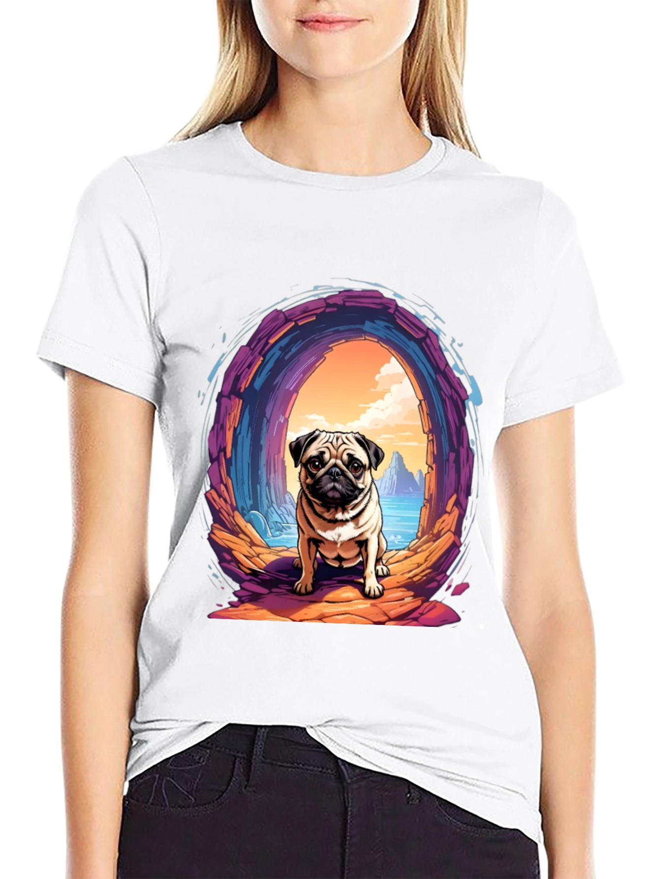 Pug Portal T-Shirt - Artistic Graphic Tee