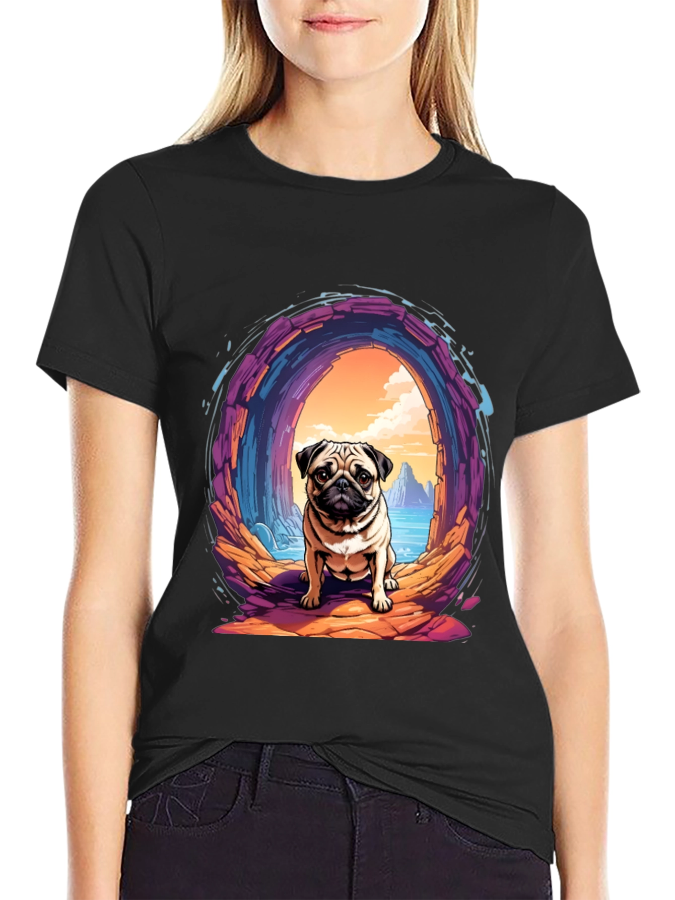 Pug Portal T-Shirt - Artistic Graphic Tee