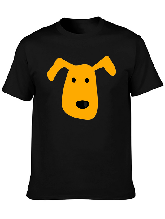 Dog Face Graphic Tee - Black Cotton T-Shirt