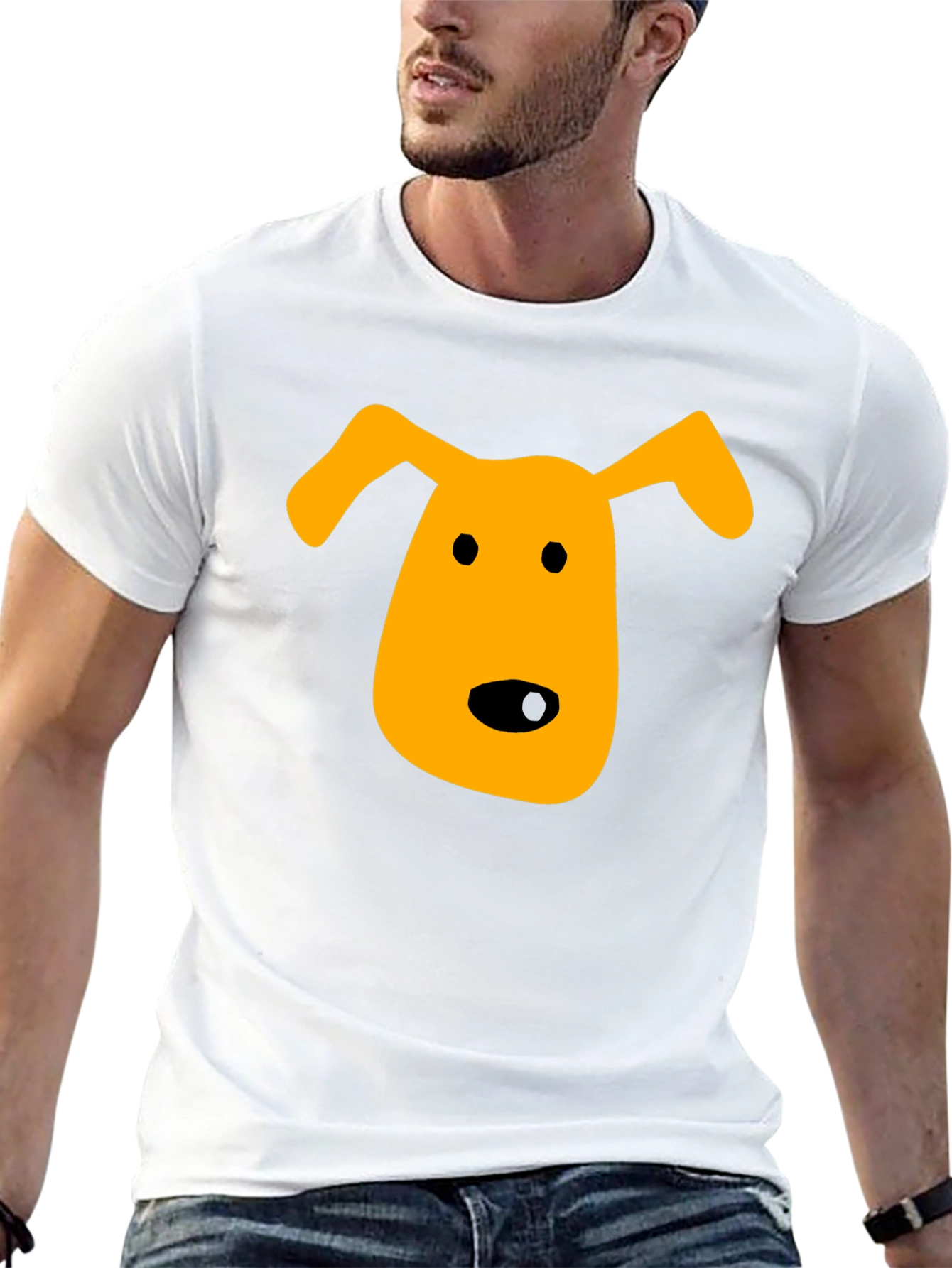 Dog Face Graphic Tee - Black Cotton T-Shirt