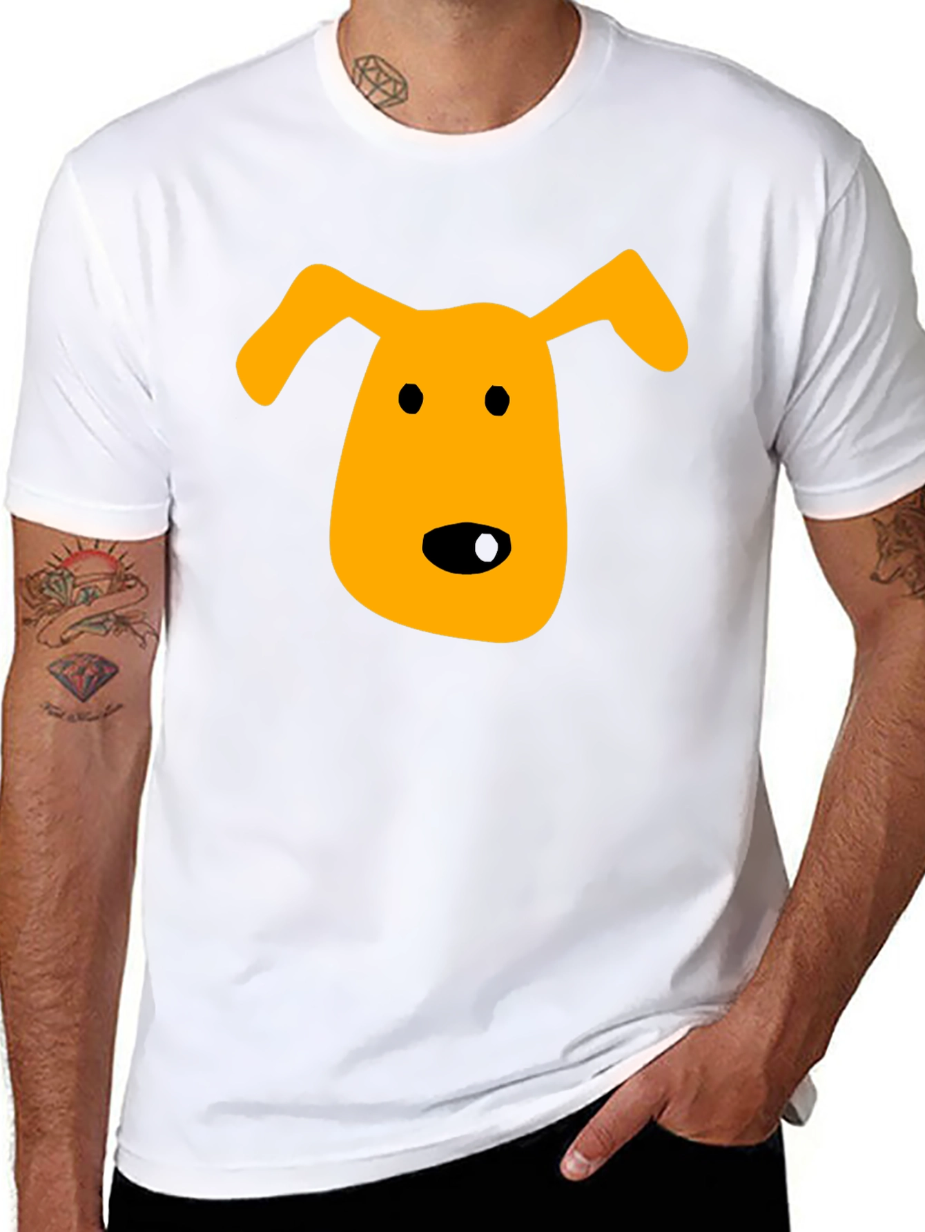Dog Face Graphic Tee - Black Cotton T-Shirt