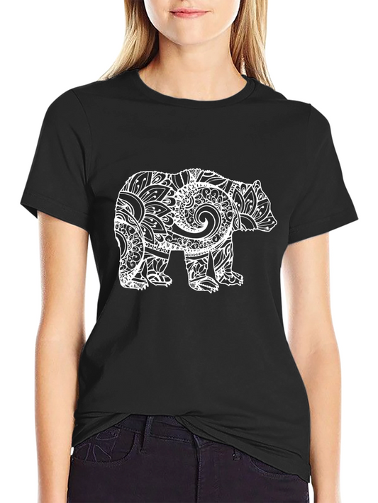 Tribal Bear Graphic Tee - Stylish Mens Black T-Shirt
